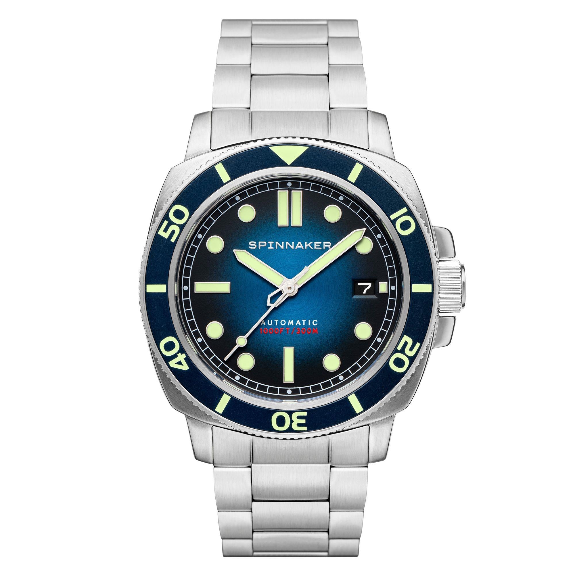 Spinnaker Hull Diver Liberty Blue Dial Stainless Steel Bracelet Men's Watch SP-5088-22