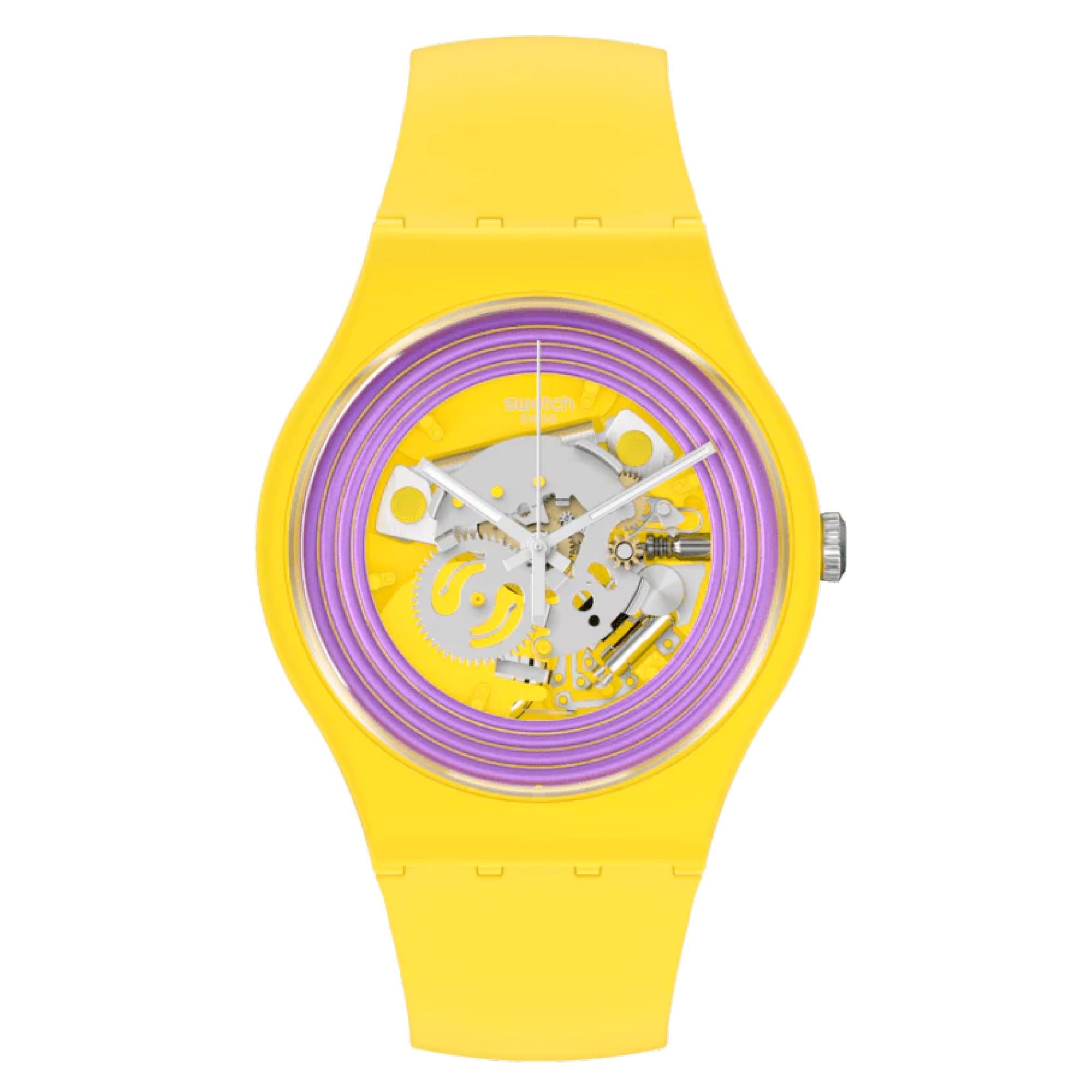 Swatch New Gent 'Purple Rings Yellow' Quartz Unisex Watch SO29J100