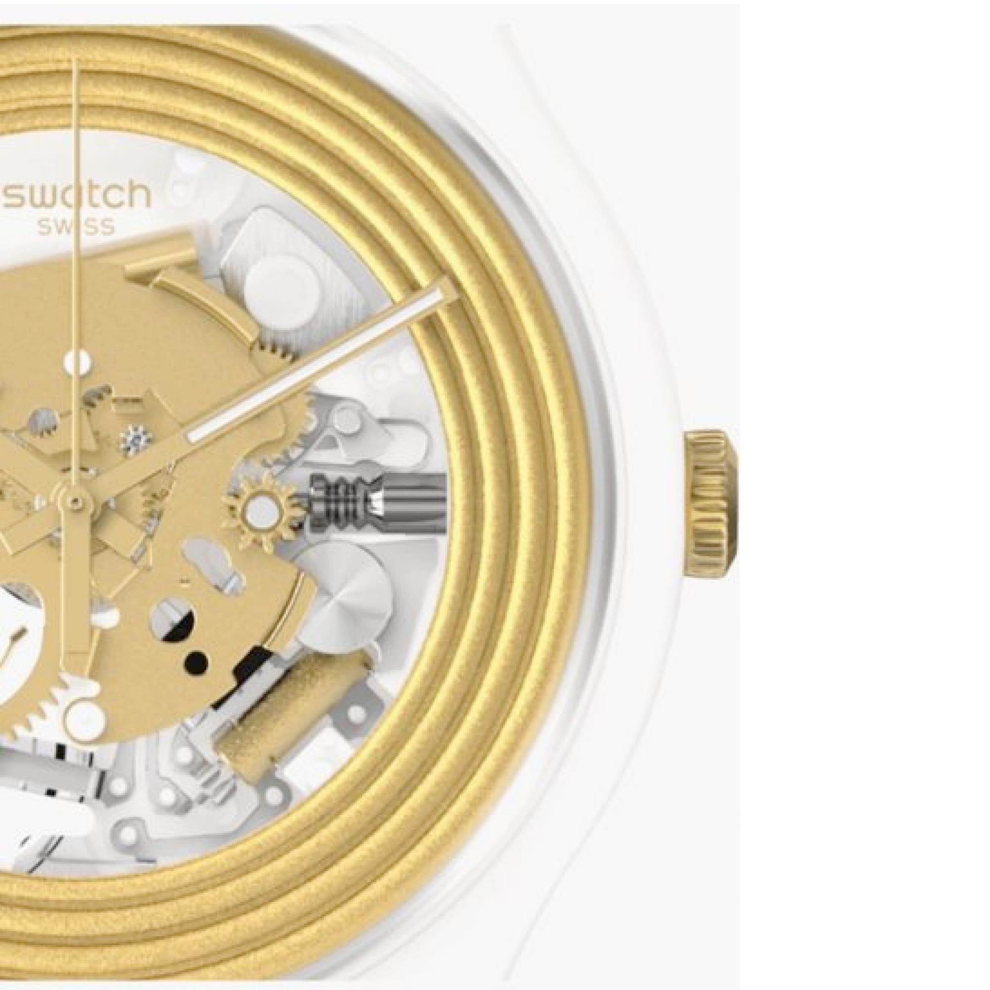 Swatch New Gent 'Golden Rings White' Quartz Watch SO29W107