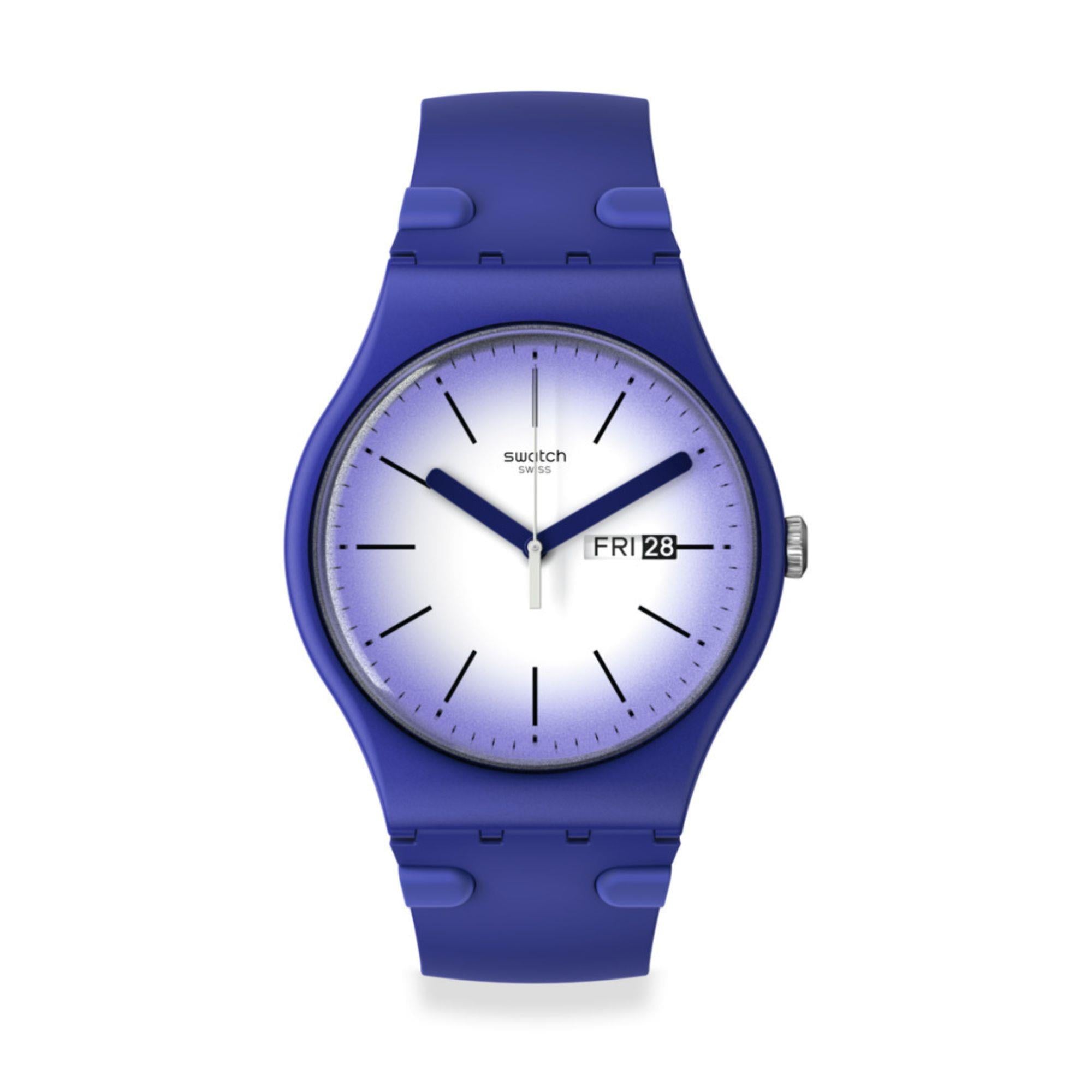 Swatch Violet Verbena Unisex New Gent White Dial Purple Strap Watch SUON716