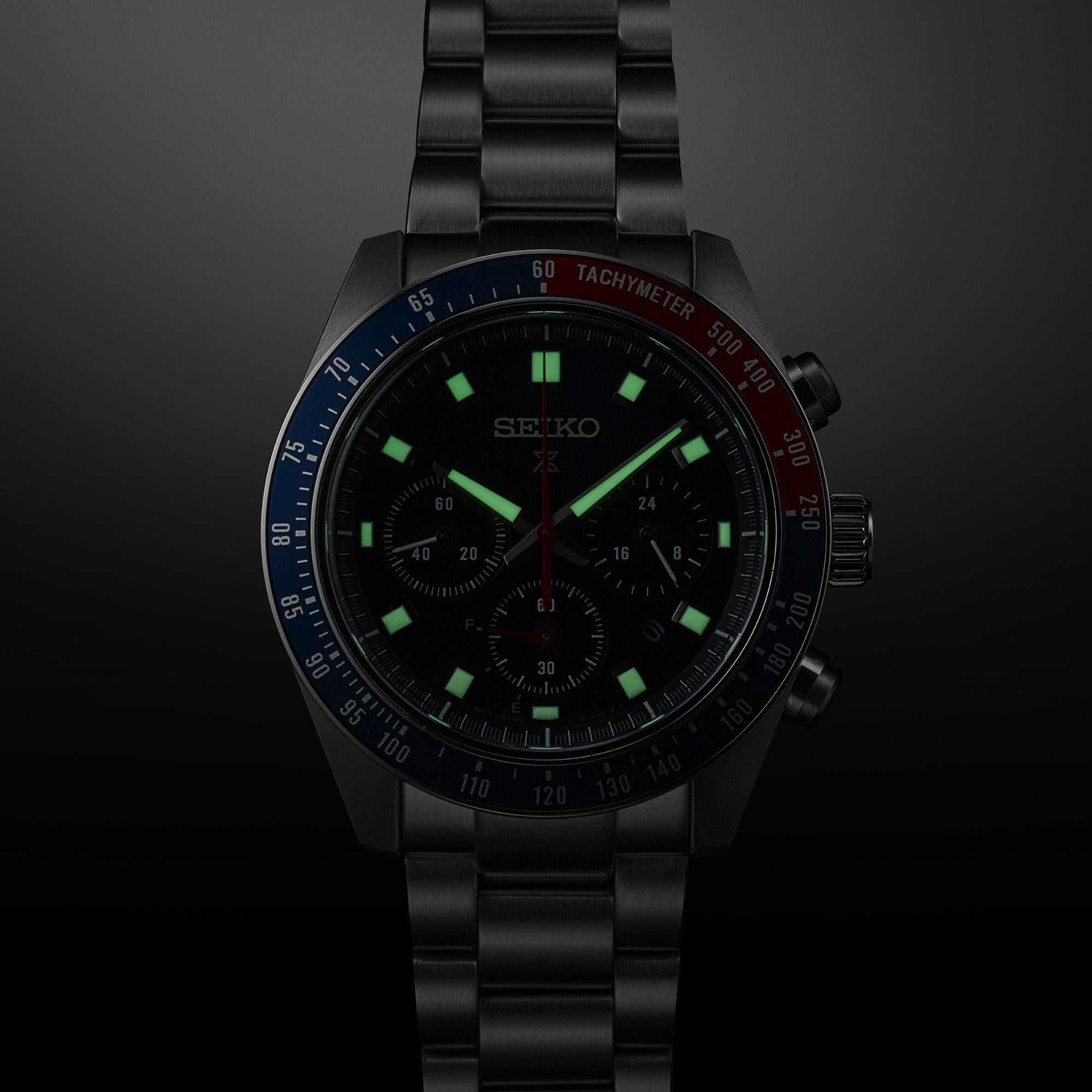 Seiko Prospex Speedtimer Solar Chronograph Blue Dial Stainless Steel Bracelet Men's Watch SSC913P1