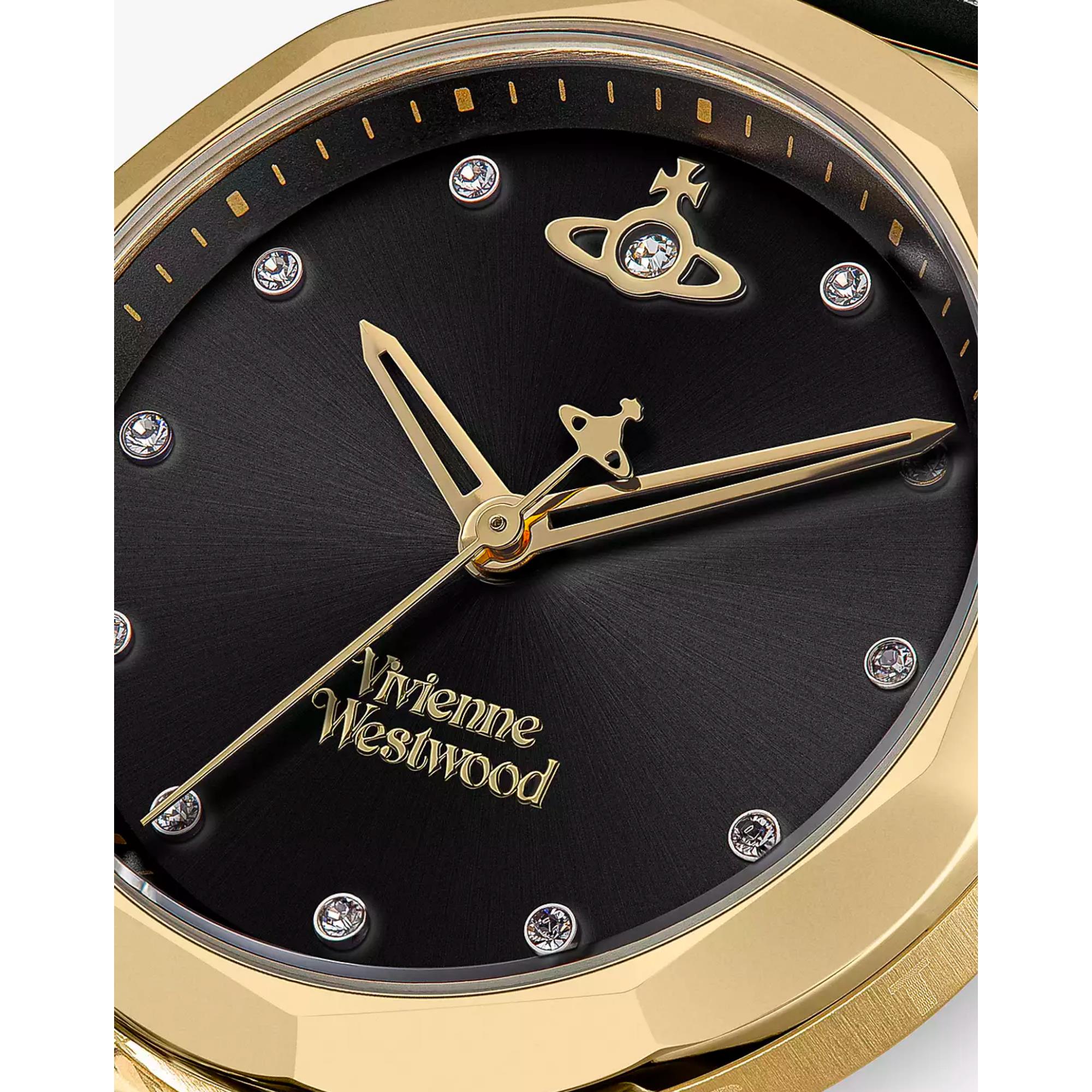 Vivienne Westwood Poplar Black Dial Black Leather Strap Ladies Watch VV246BKBK