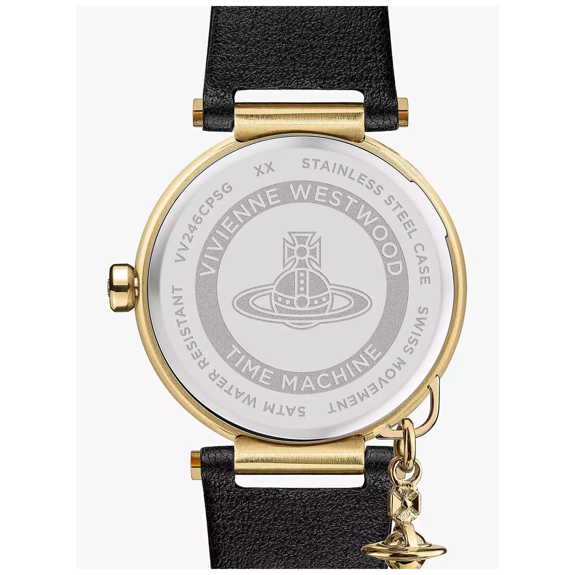 Vivienne Westwood Poplar Black Dial Black Leather Strap Ladies Watch VV246BKBK