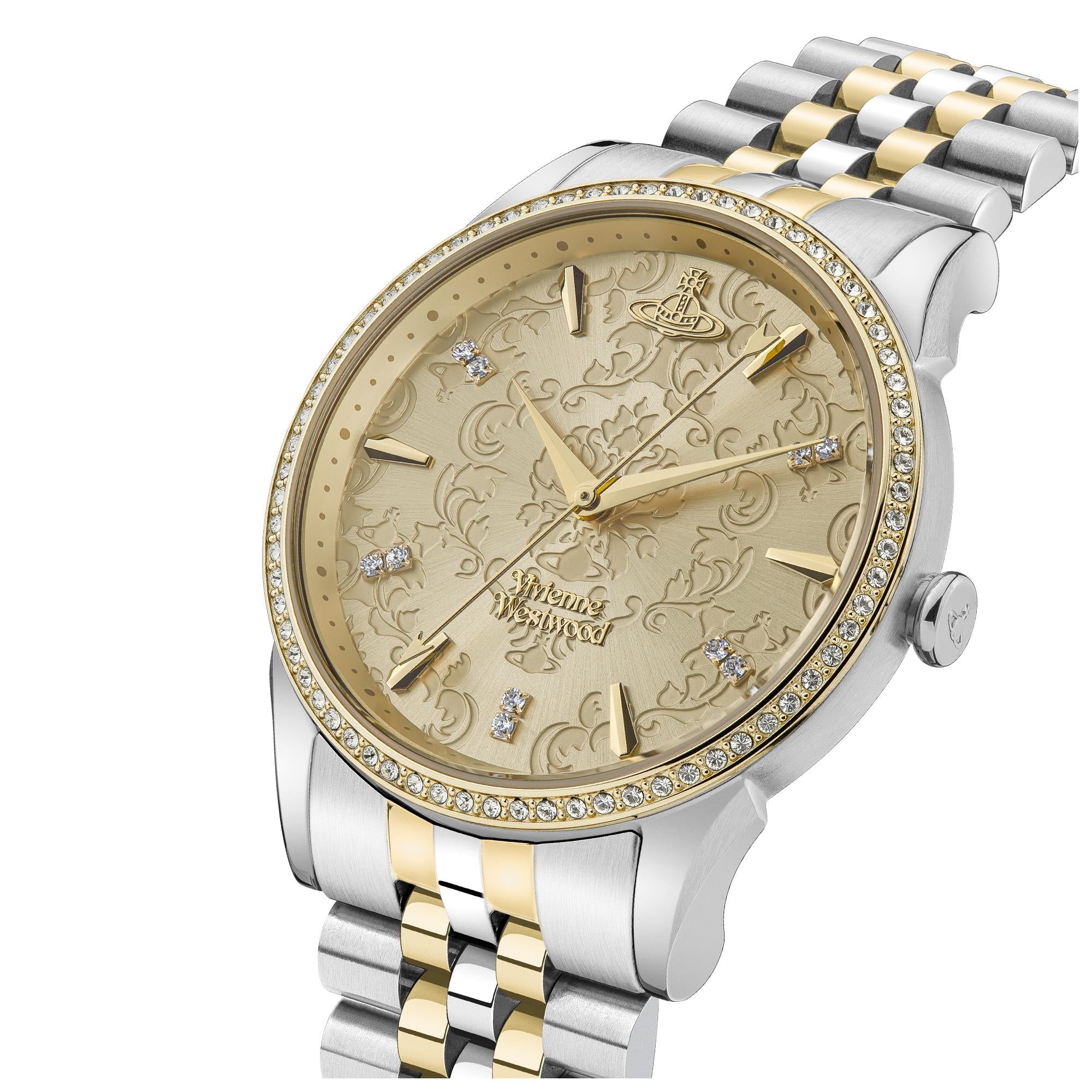 Vivienne Westwood The Wallace Champagne Dial Two Tone Stainless Steel Bracelet Ladies Watch VV208CPSG