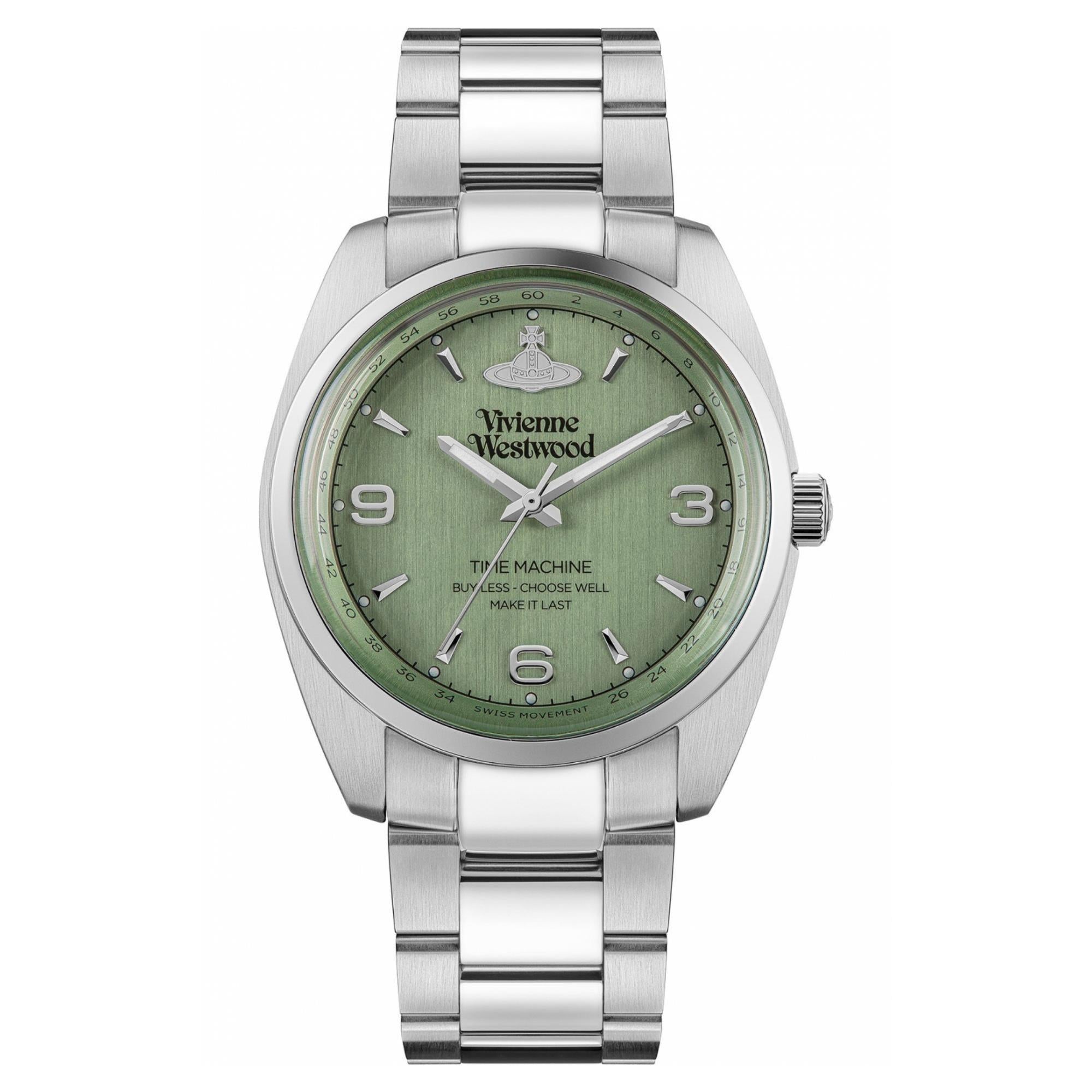 Vivienne Westwood Pennington Green Dial  Steel Bracelet Strap Watch VV274GRSL