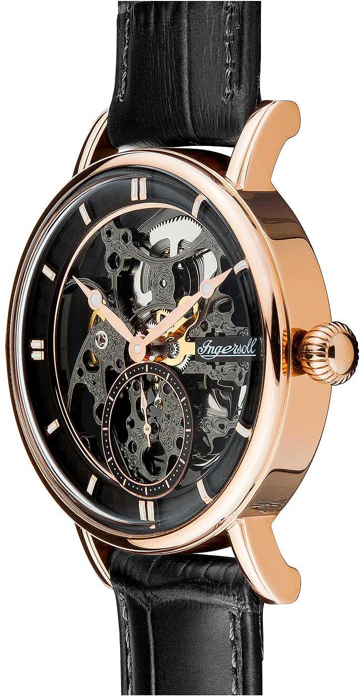 Ingersoll The Herald  Automatic Watch with a Skeleton Dial and a Black Leather Strap I00403B