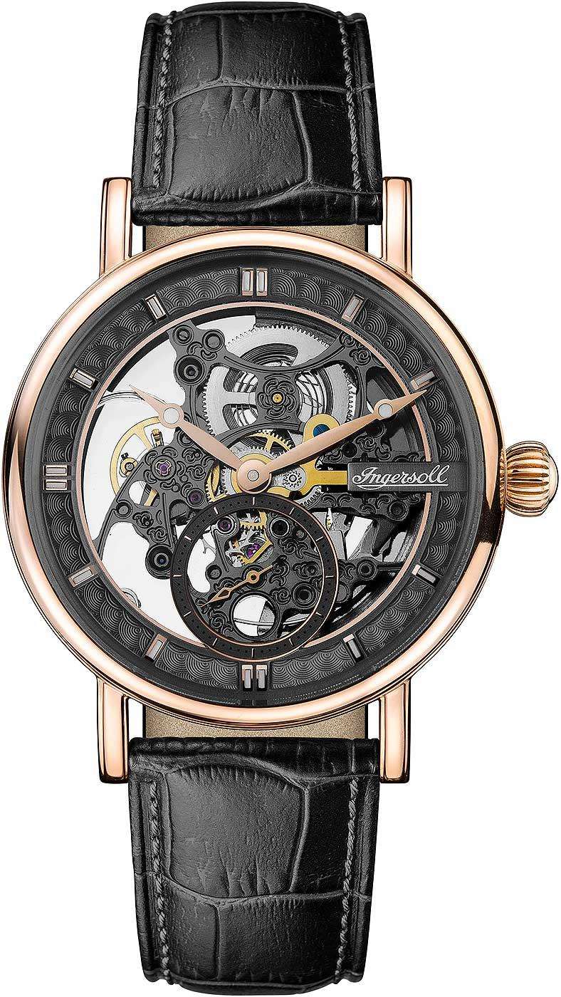 Ingersoll The Herald  Automatic Watch with a Skeleton Dial and a Black Leather Strap I00403B