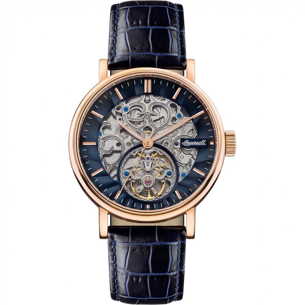 Ingersoll 1892 The Charles Automatic Men's Watch with Black Skeleton Dial and Blue Leather Strap- I05808