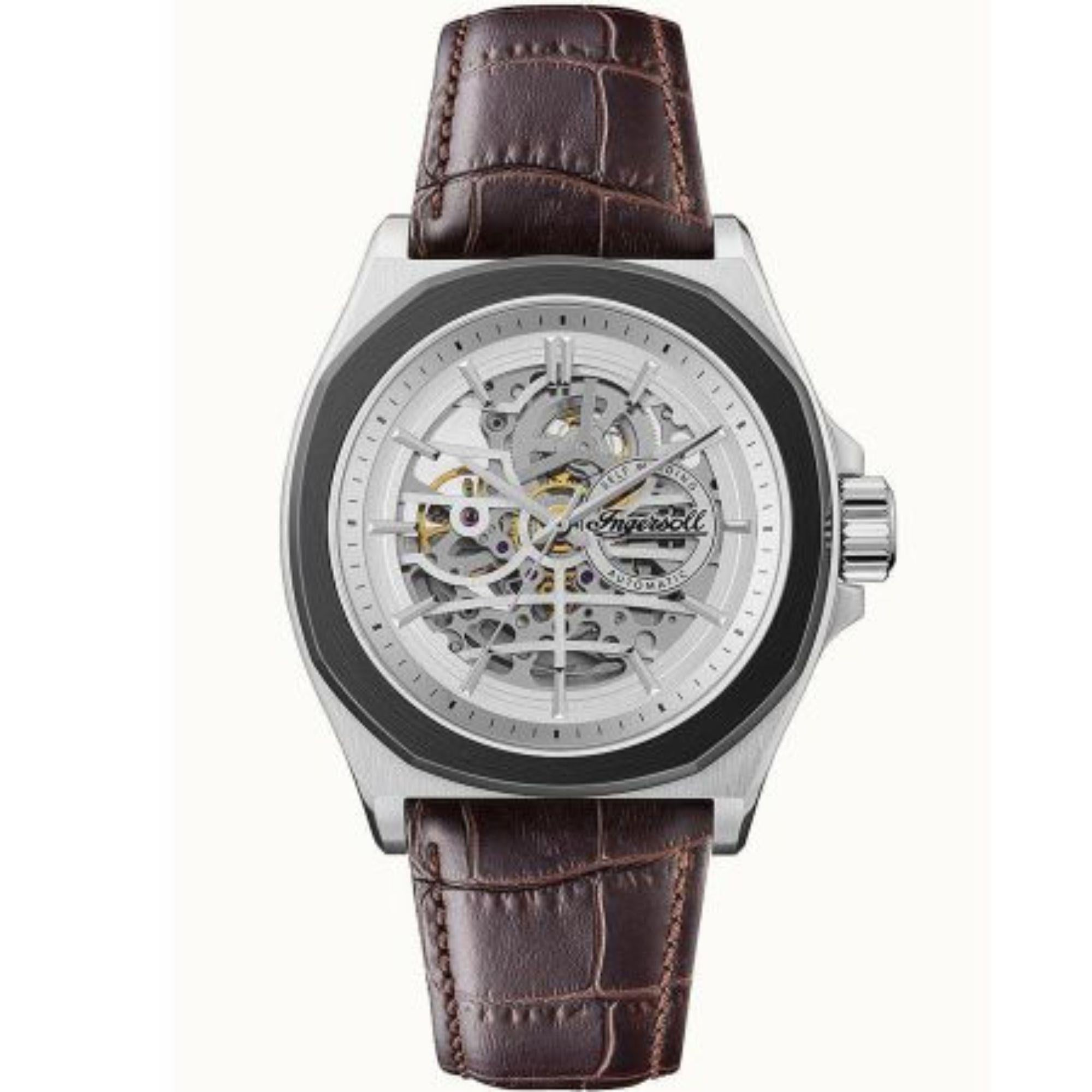 Ingersoll 1892 The Orville Automatic White Dial Dark Brown Leather Strap Men's Watch I09307