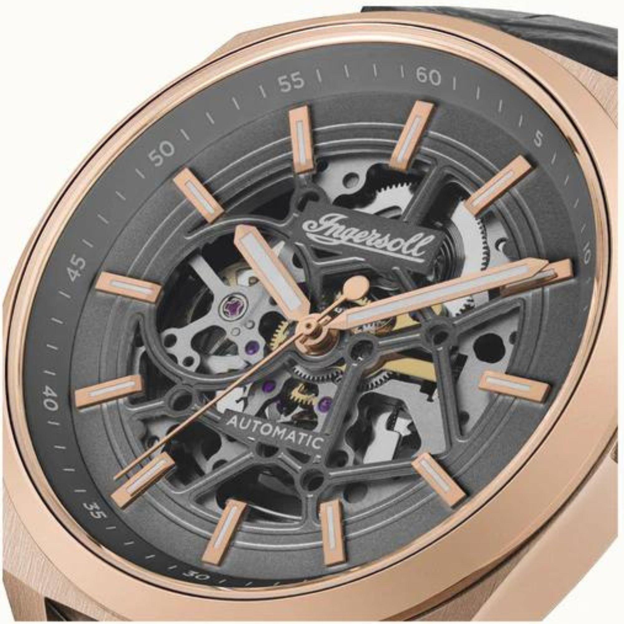 Ingersoll 1892 The Shelby Automatic Men's Watch with Grey Dial and Black Leather Strap - I12002
