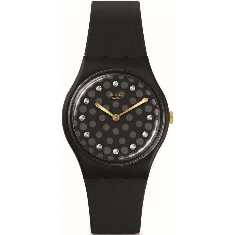 Swatch Sparkle Night Black Dial Black Rubber Strap Watch SO31B102