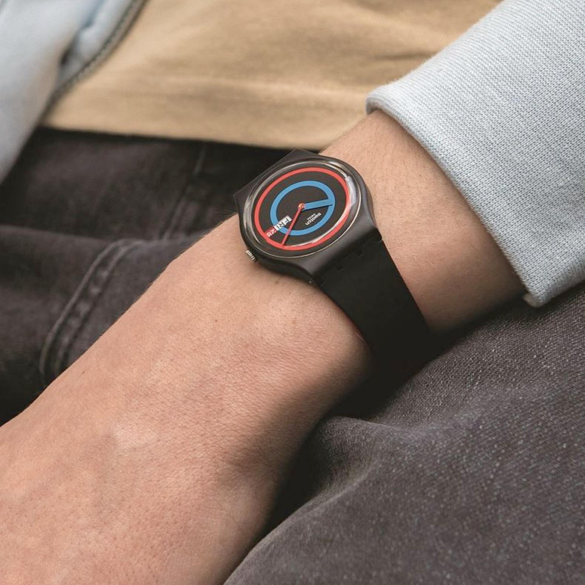 Swatch The January Collection 'Circling Black'  Quartz Watch SO28B706