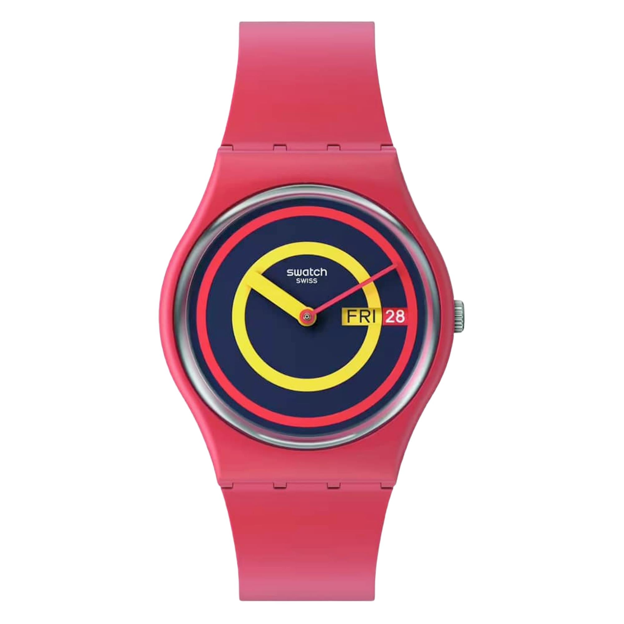 Swatch The January Collection 'Concentric Red' Quartz Watch SO28R702