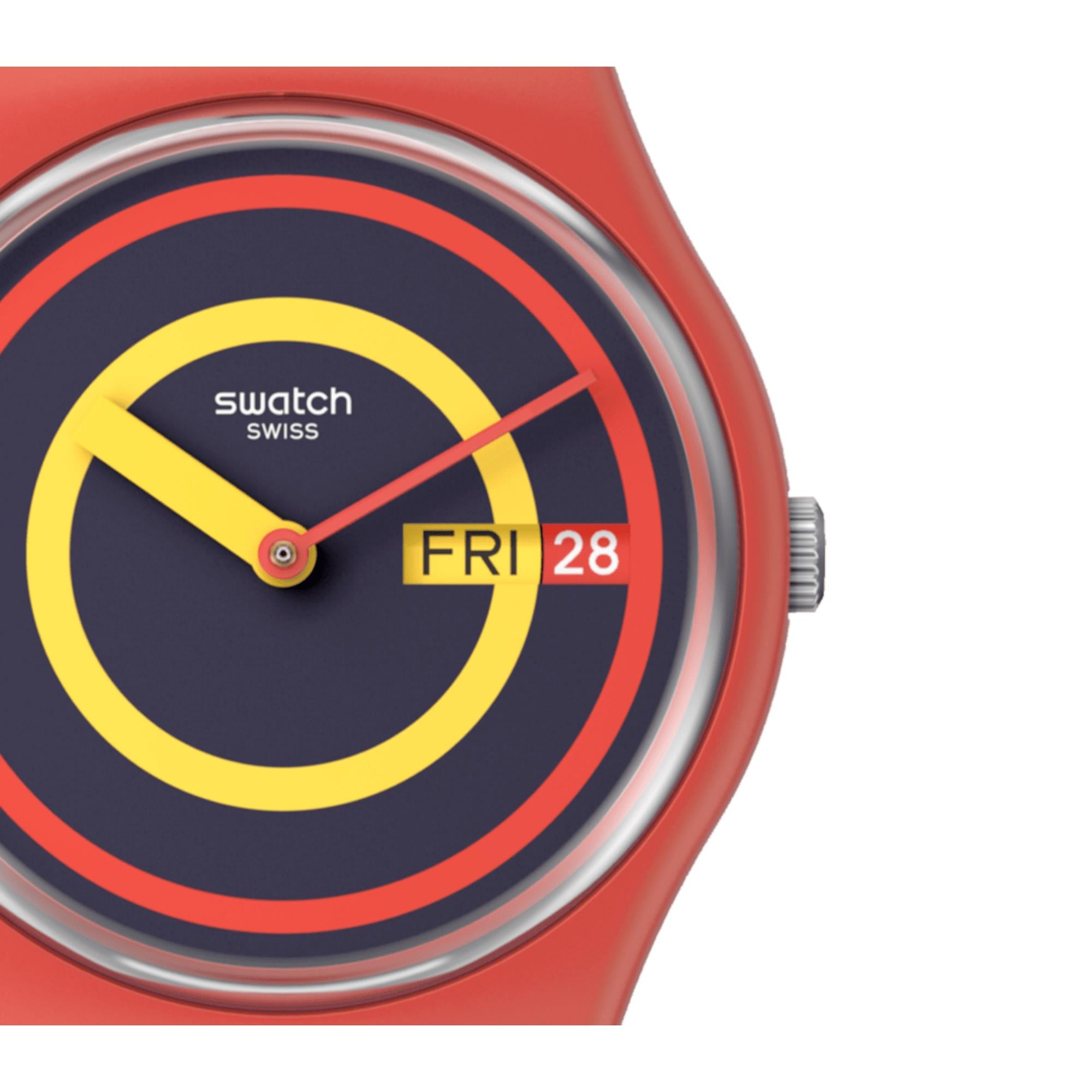 Swatch The January Collection 'Concentric Red' Quartz Watch SO28R702