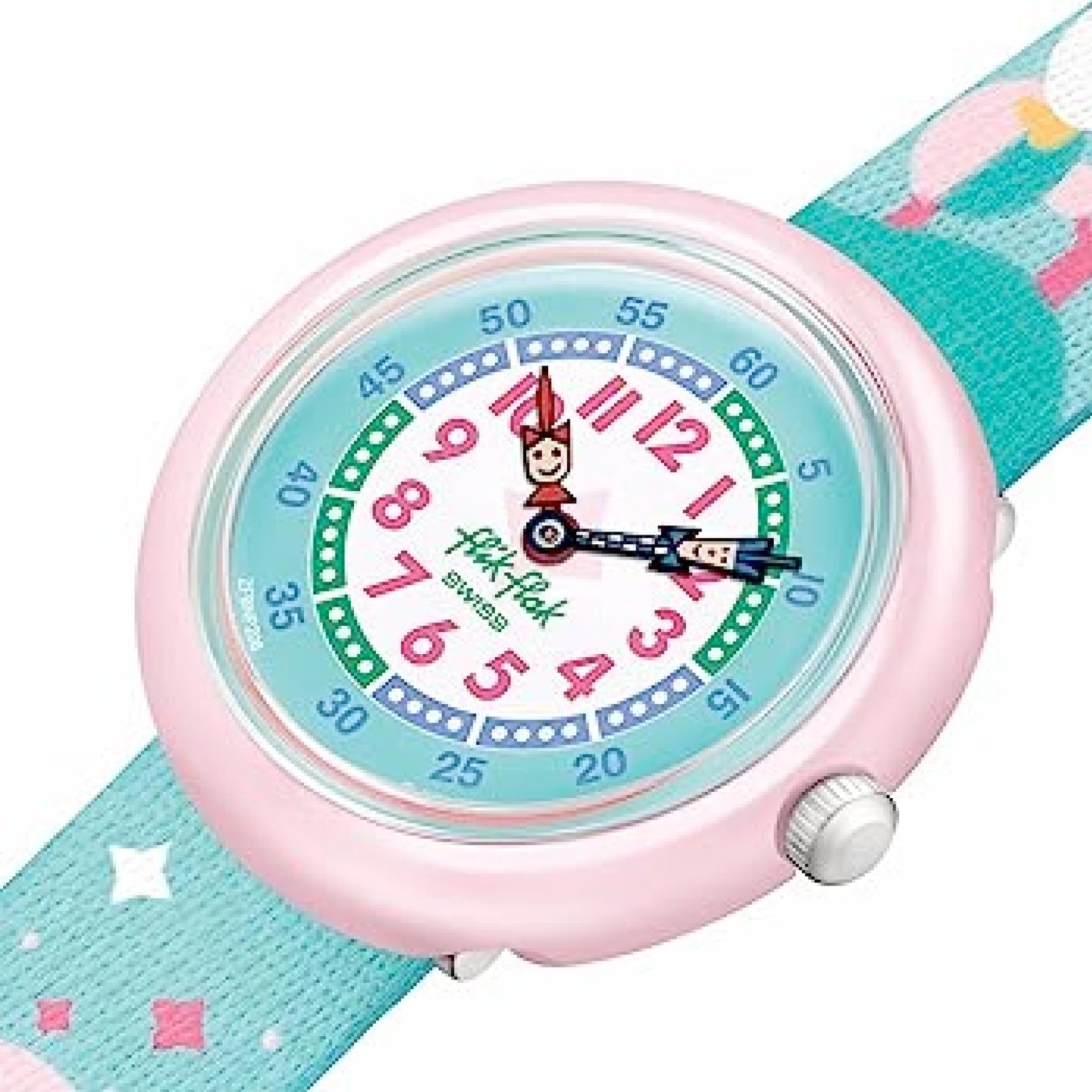 Flik Flak Rainbow Dreams Blue Rainbow Fabric Strap Kids Watch FBNP194