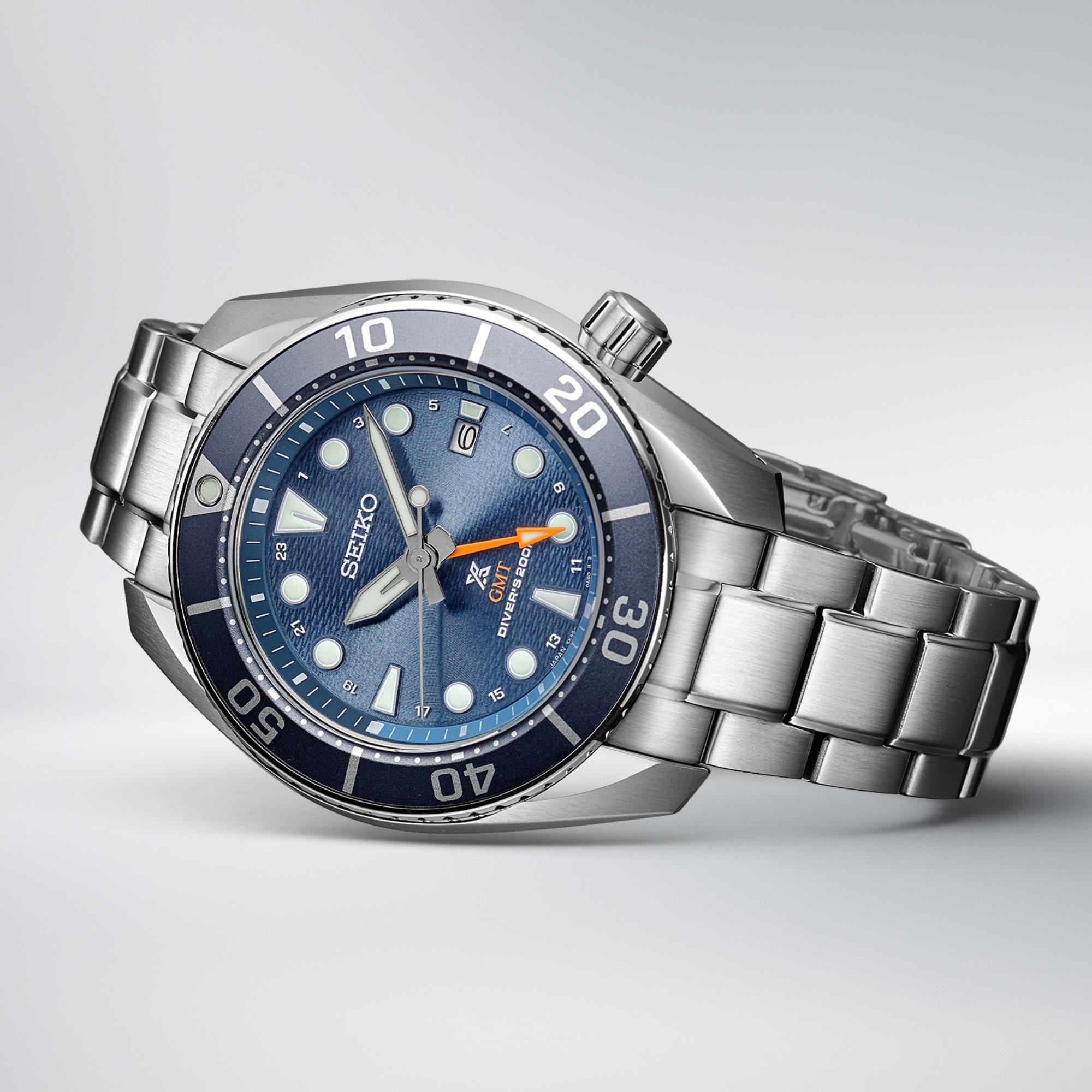 Seiko Prospex Aqua Sumo GMT Blue Dial Steel Bracelet Men's Watch SFK001J1