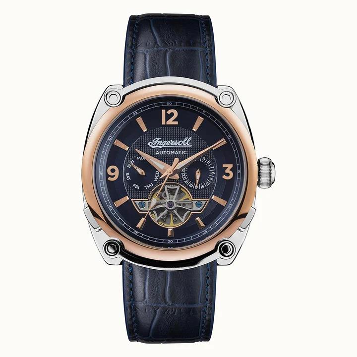 Ingersoll 1892 The Michigan Automatic Blue Dial Leather Strap Men's Watch I01101B