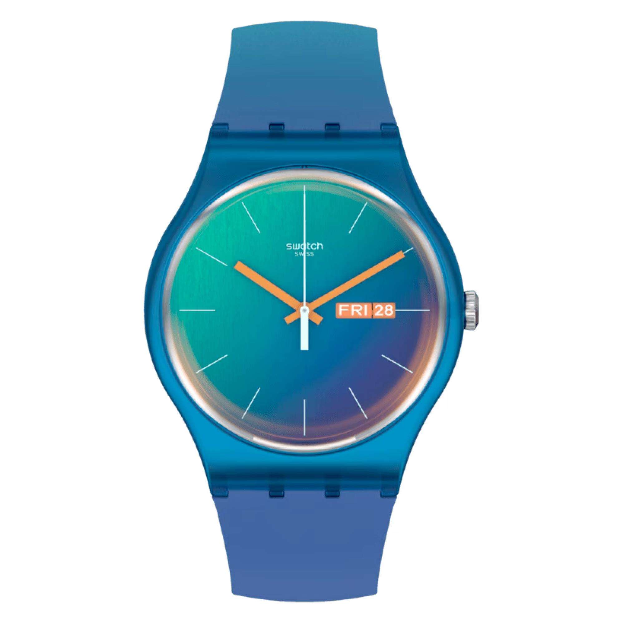 Swatch The March Collection 'Fade To Teal' Quartz Unisex Watch SO29N708
