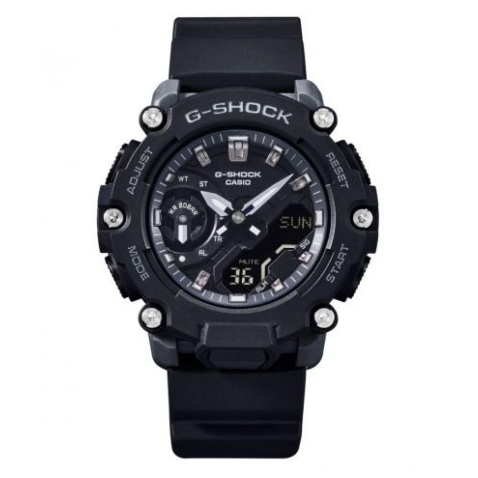 Casio G-Shock S2200 Monochrome Colour Series Black Dial Black Rubber Men's Watch GMA-S2200-1AER