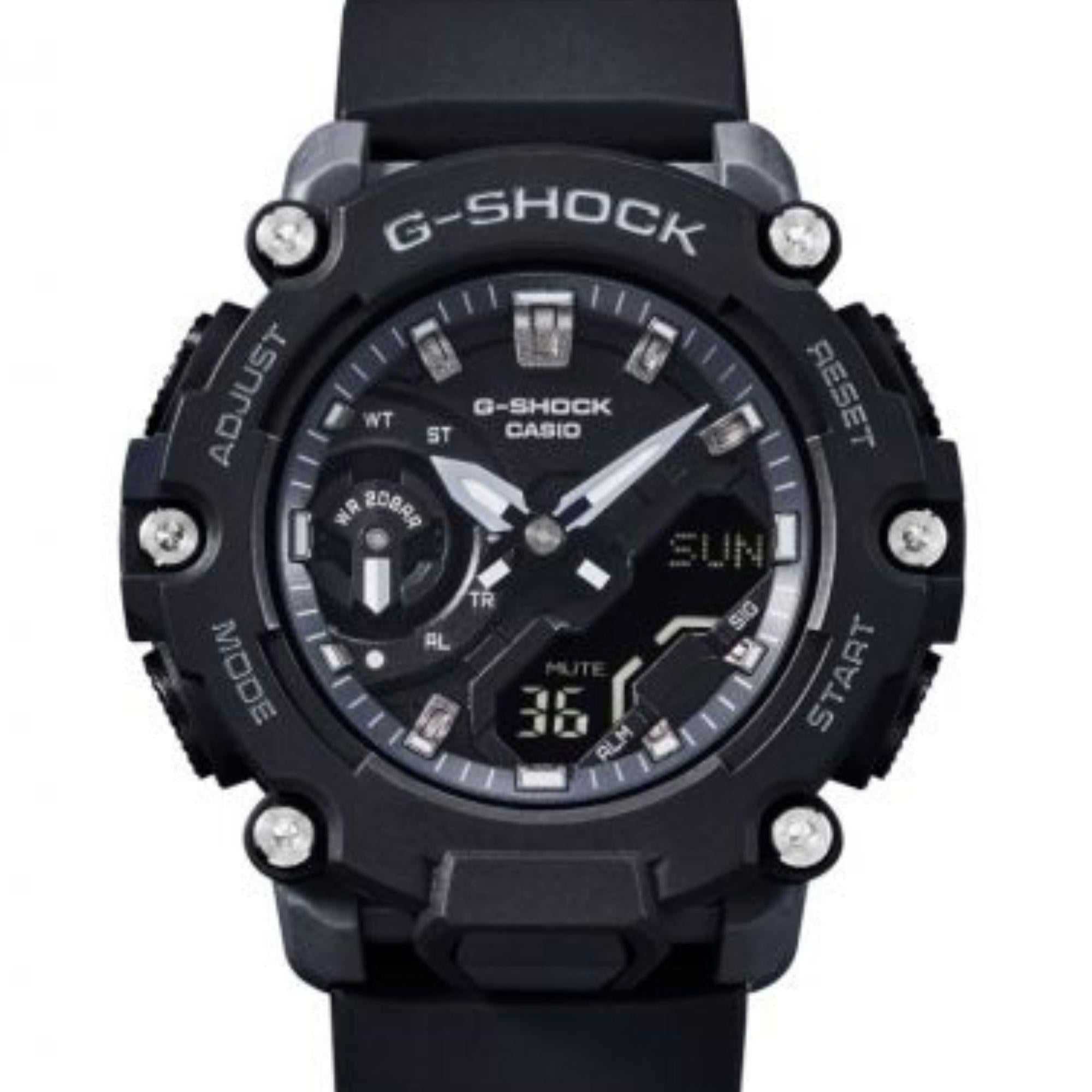Casio G-Shock S2200 Monochrome Colour Series Black Dial Black Rubber Men's Watch GMA-S2200-1AER