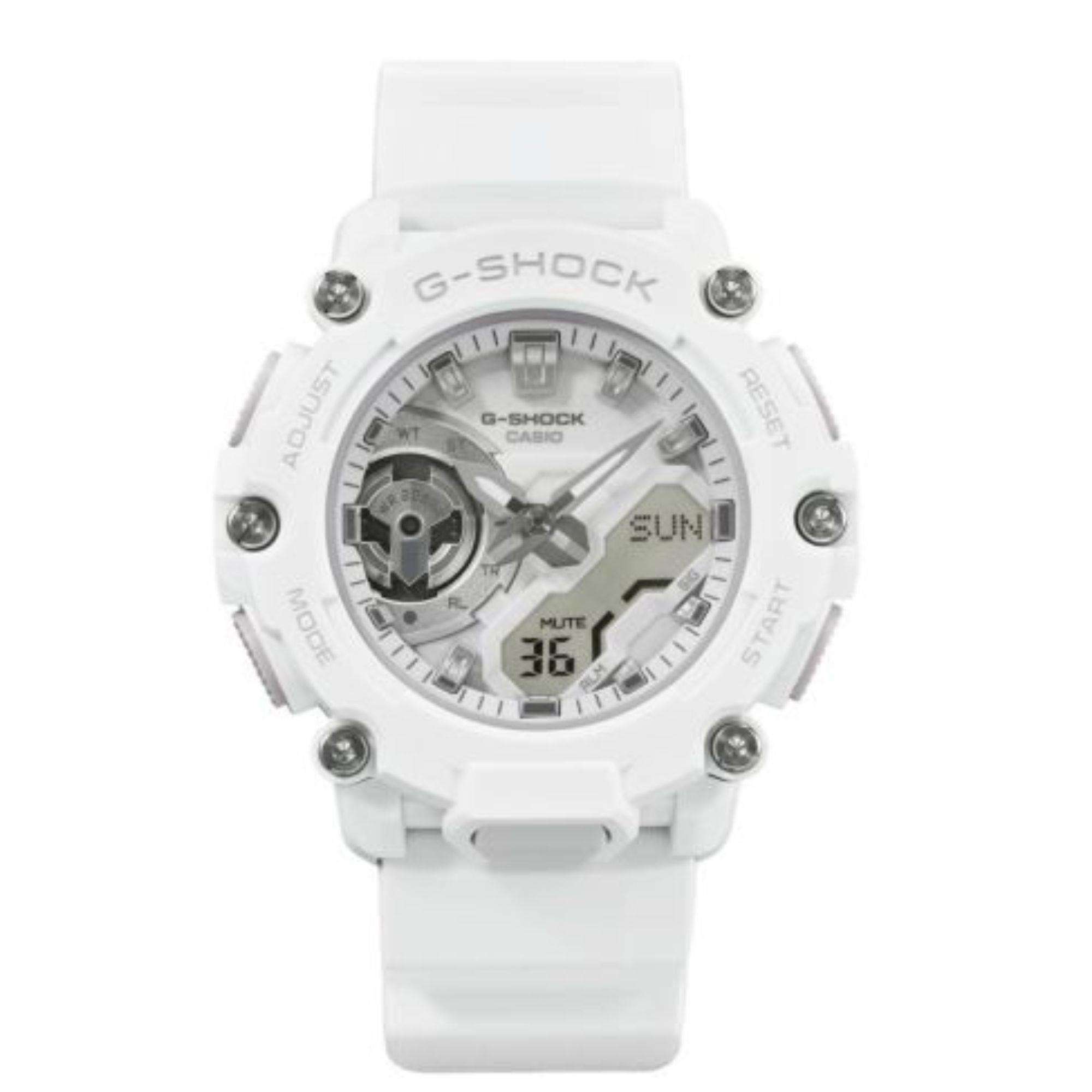 Casio G-Shock S2200 Monochrome Colour Series White Dial White Rubber Men's Watch GMA-S2200M-7AER