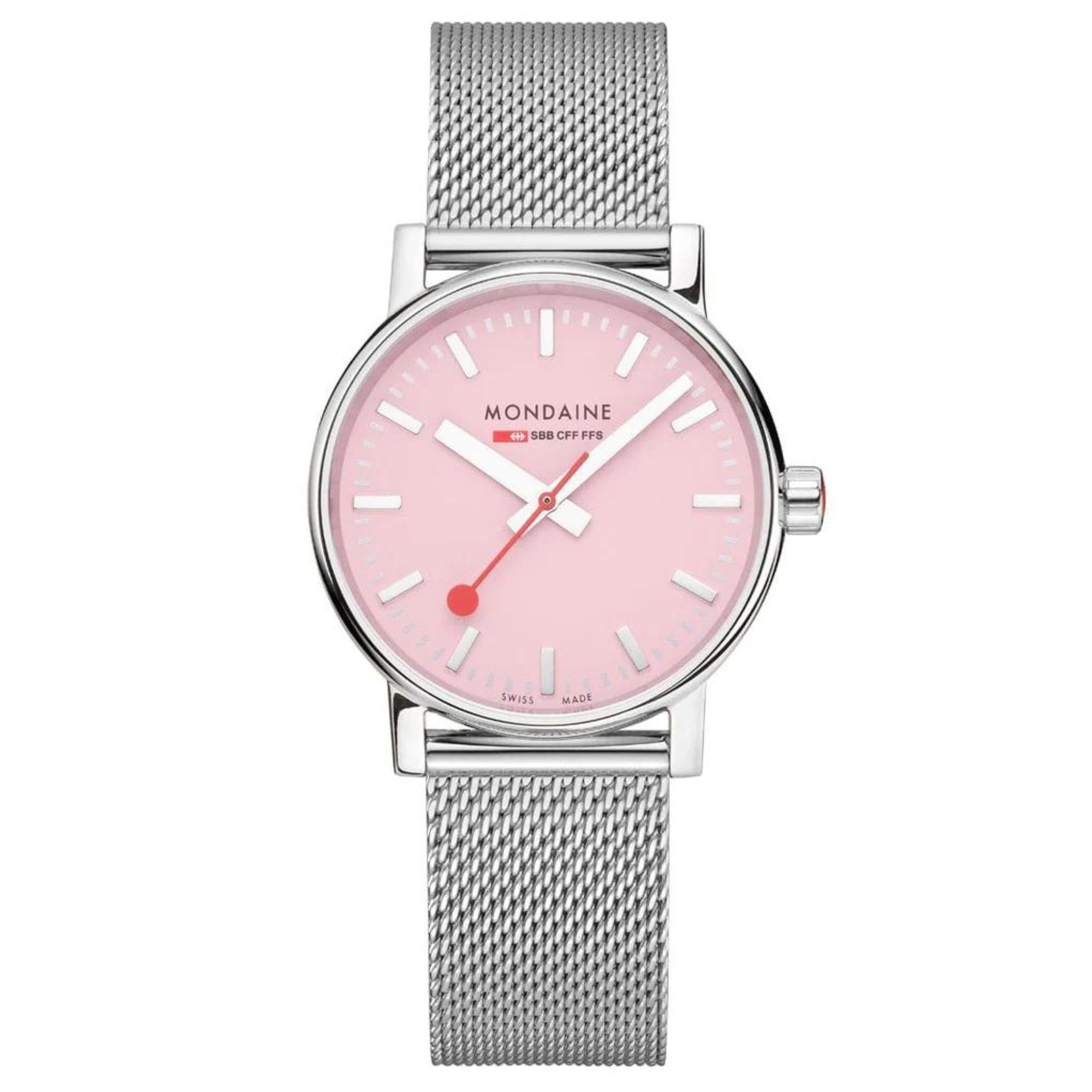 Mondaine Evo2 Quartz Steel Bracelet Pink Dial Ladies Watch MSE.35130.SM