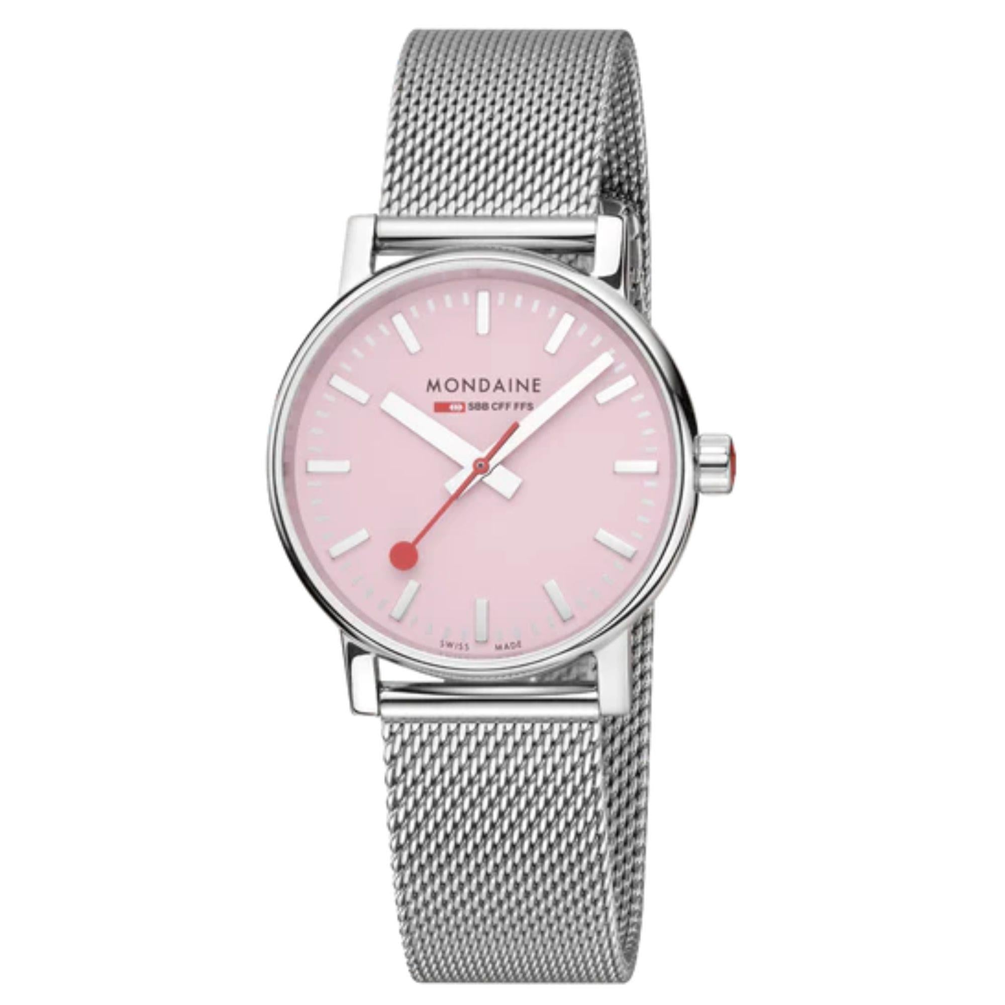 Mondaine Evo2 Quartz Steel Bracelet Pink Dial Ladies Watch MSE.35130.SM