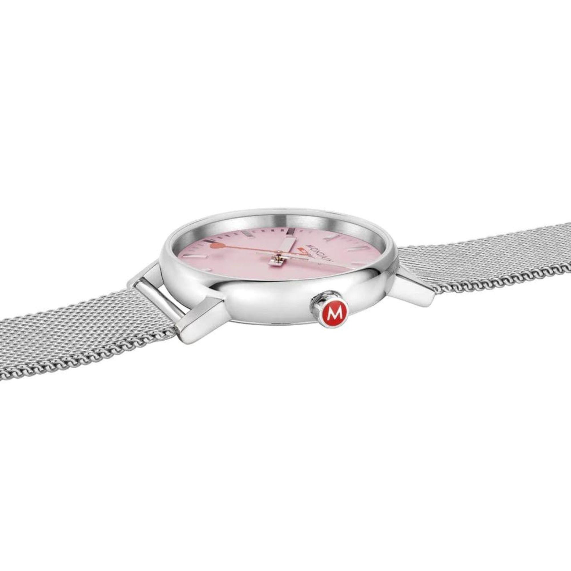 Mondaine Evo2 Quartz Steel Bracelet Pink Dial Ladies Watch MSE.35130.SM
