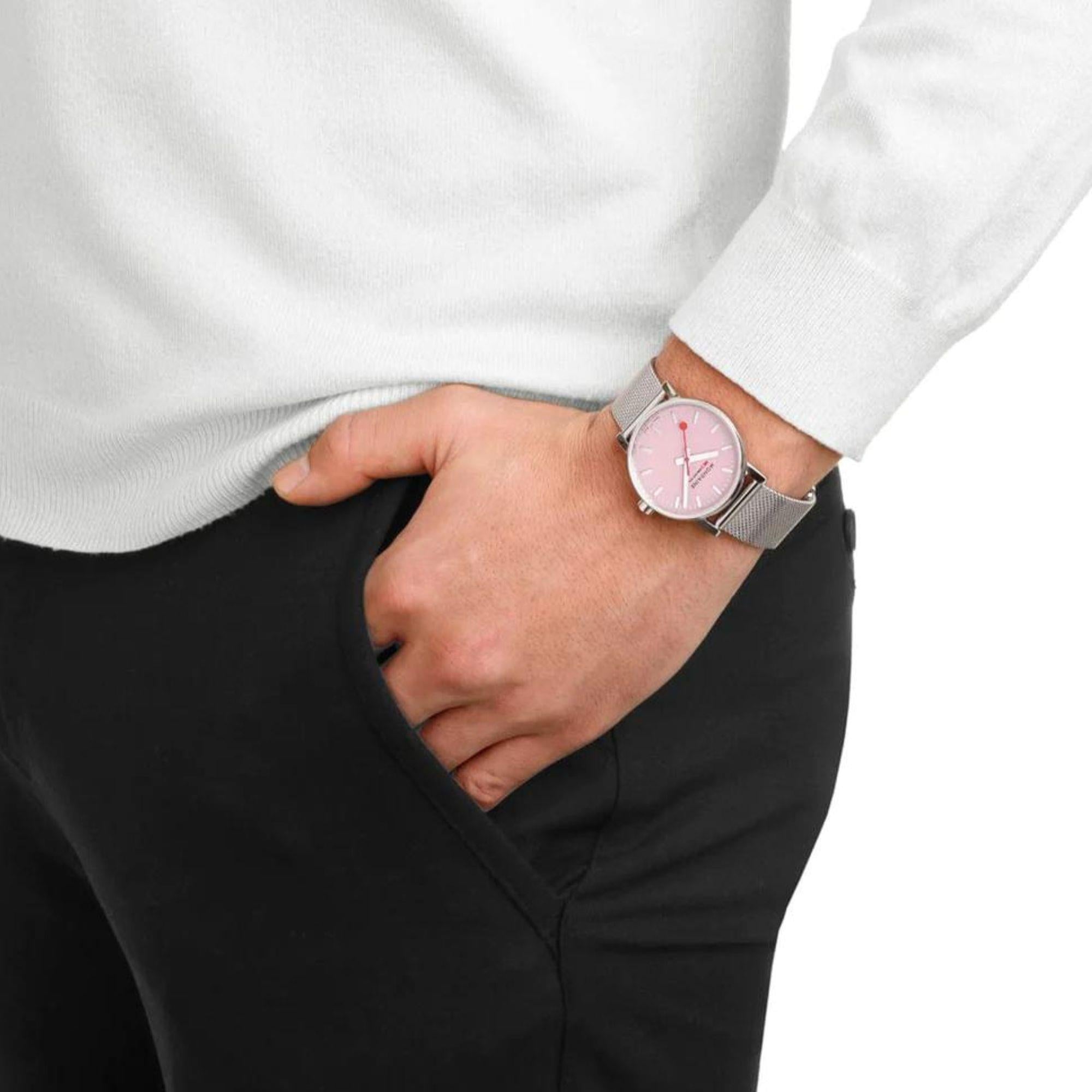 Mondaine Evo2 Quartz Steel Bracelet Pink Dial Ladies Watch MSE.35130.SM