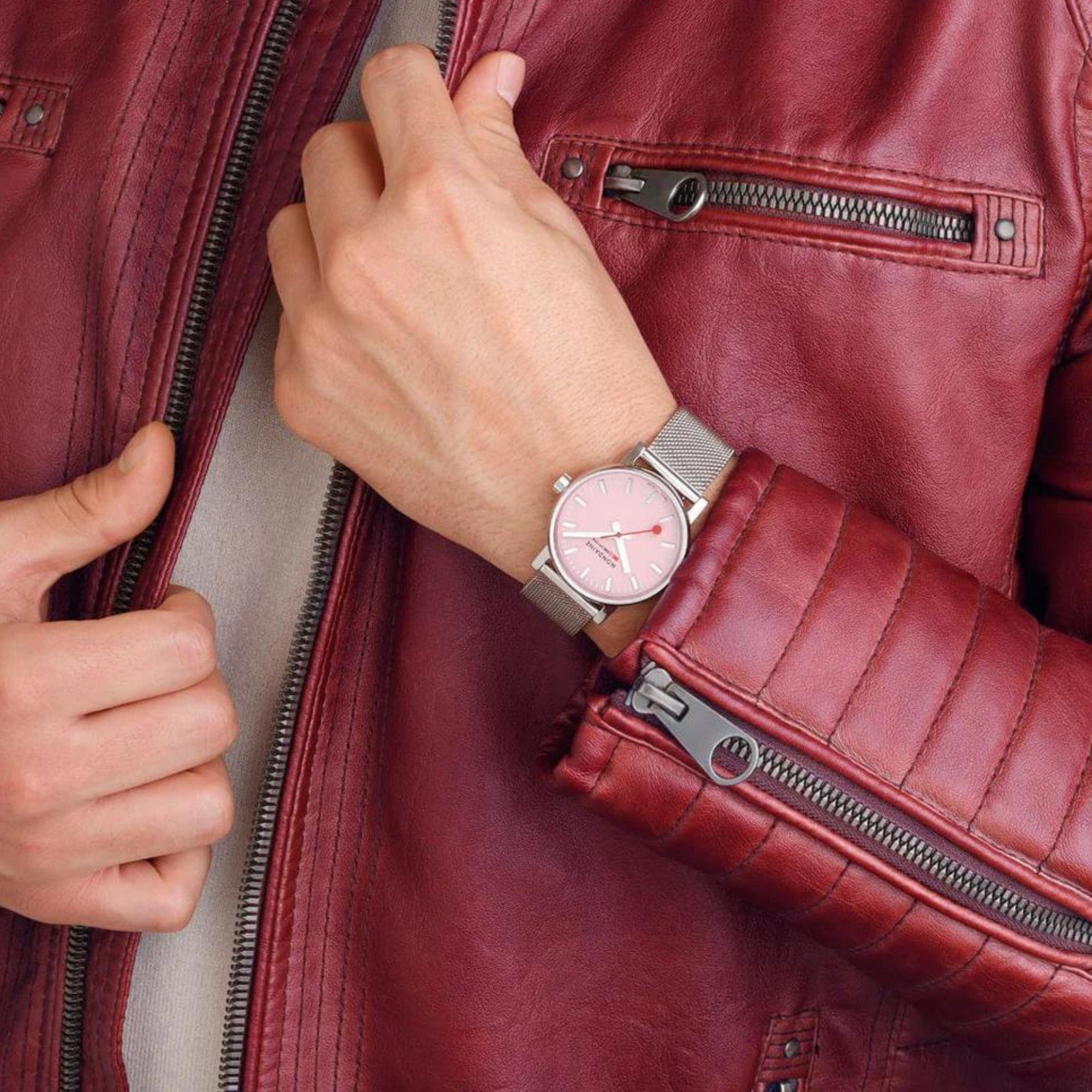 Mondaine Evo2 Quartz Steel Bracelet Pink Dial Ladies Watch MSE.35130.SM