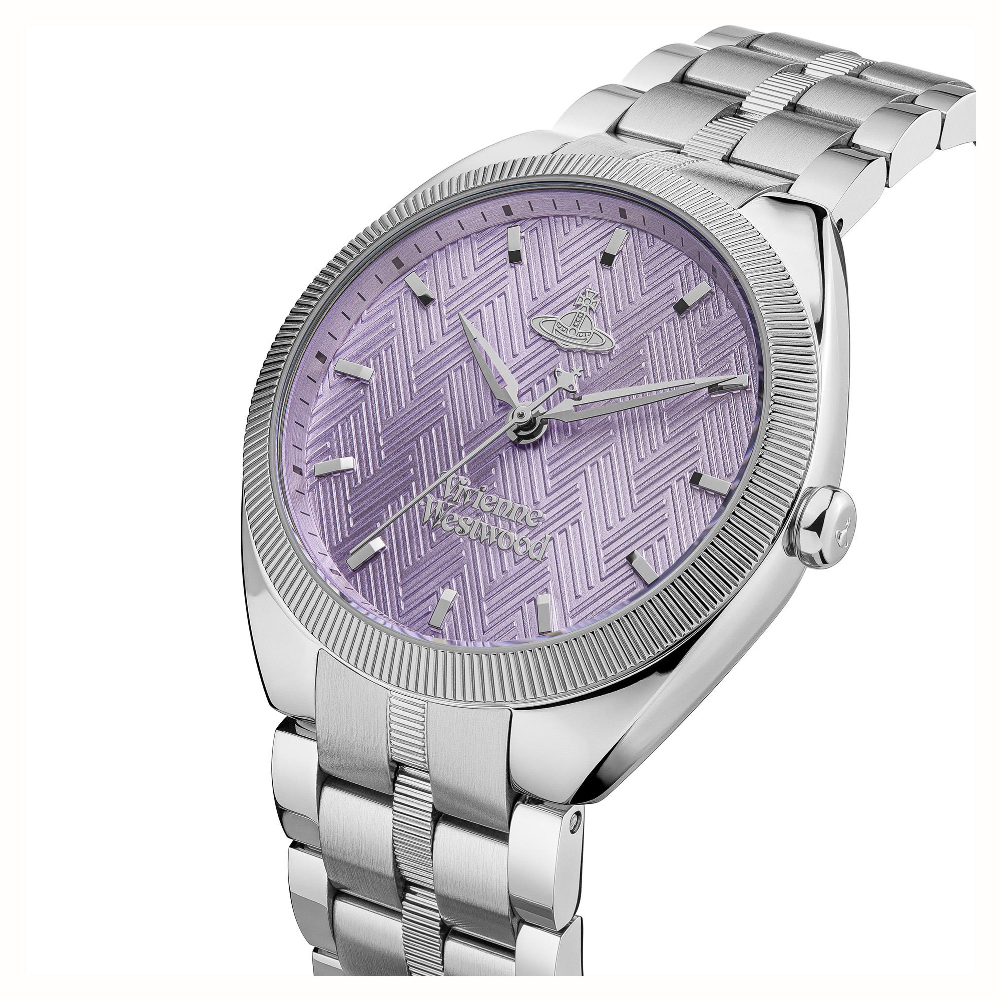 Vivienne Westwood The Mews Purple Dial Stainless Steel Bracelet Ladies Watch VV281PPSL