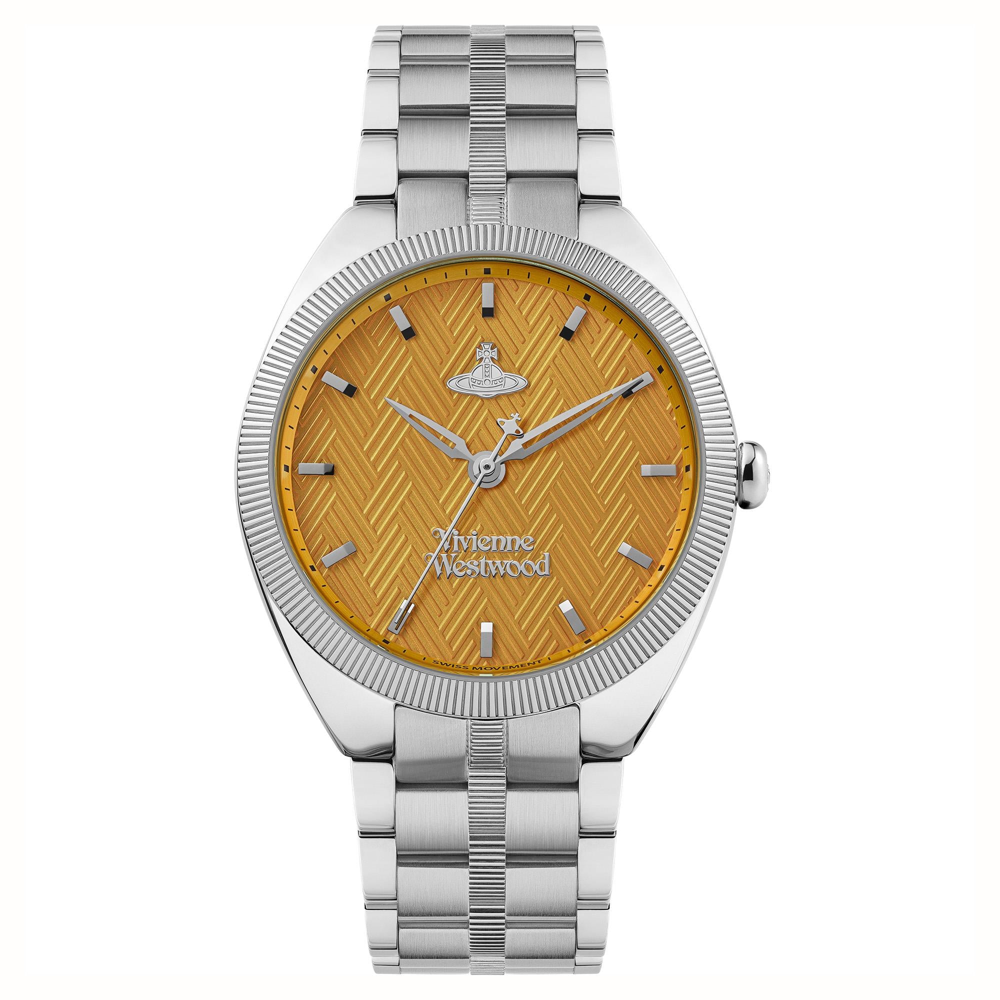 Vivienne Westwood The Mews Orange Dial Stainless Steel Bracelet Ladies Watch VV281TNSL