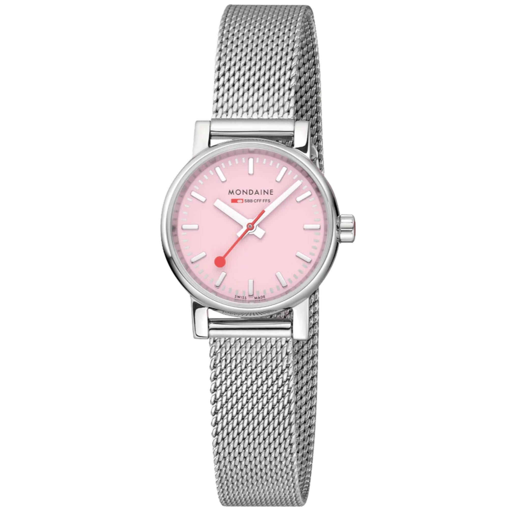 Mondaine evo2 316L Pink Dial Steel Strap Women's Watch MSE.26130.SM