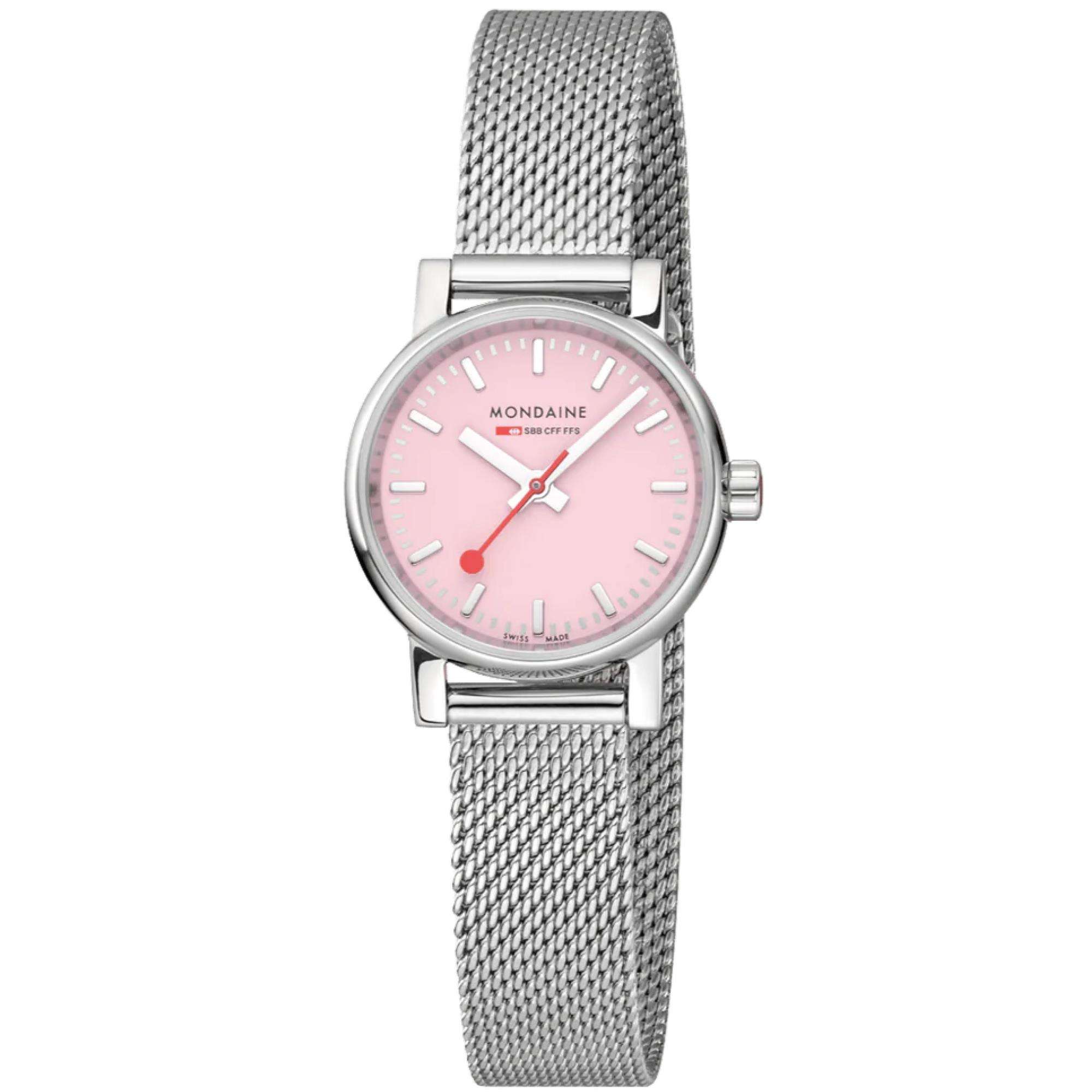Mondaine evo2 316L Pink Dial Steel Strap Women's Watch MSE.26130.SM
