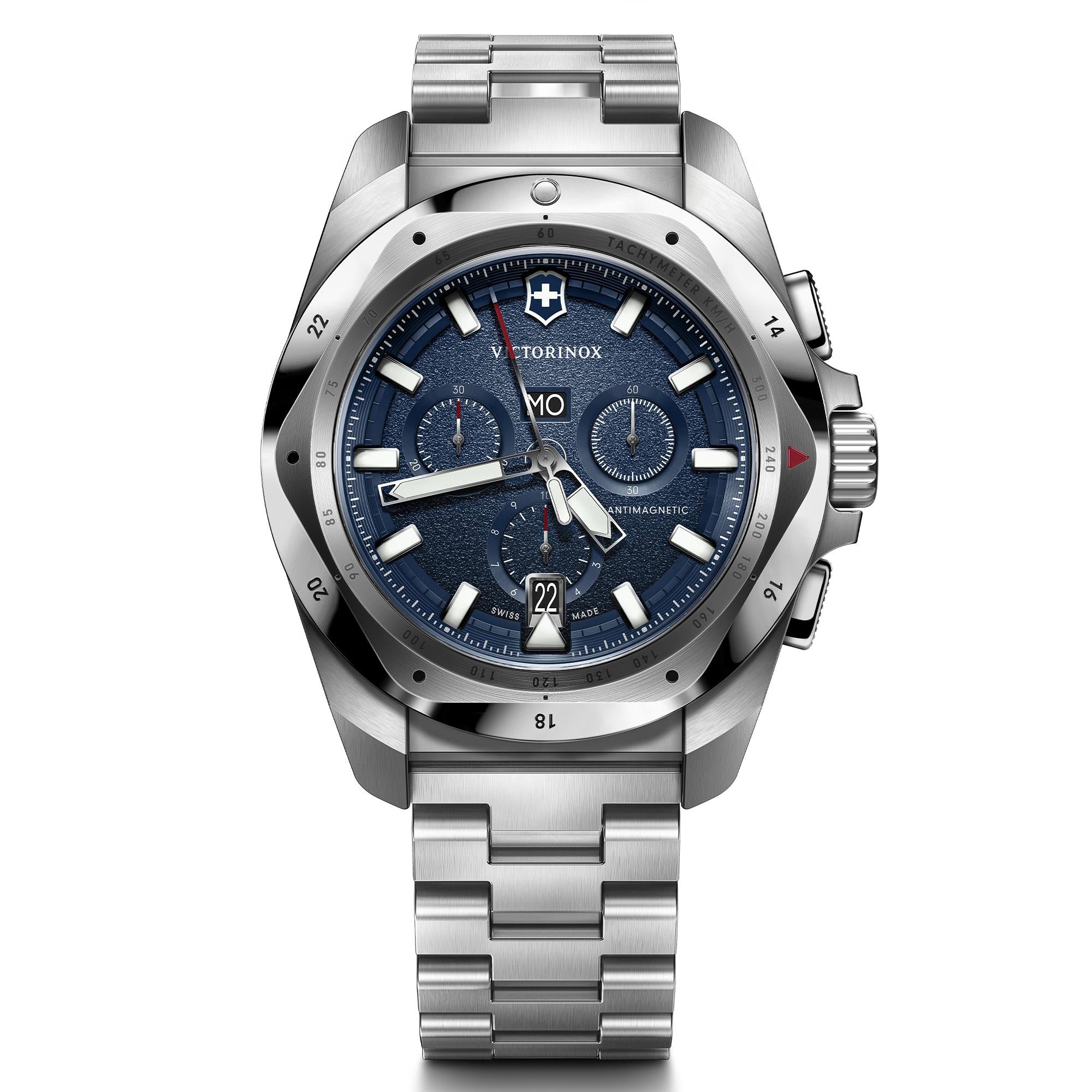 Victorinox I.N.O.X Chrono Quartz Blue Dial Steel Strap Men's Watch 241985