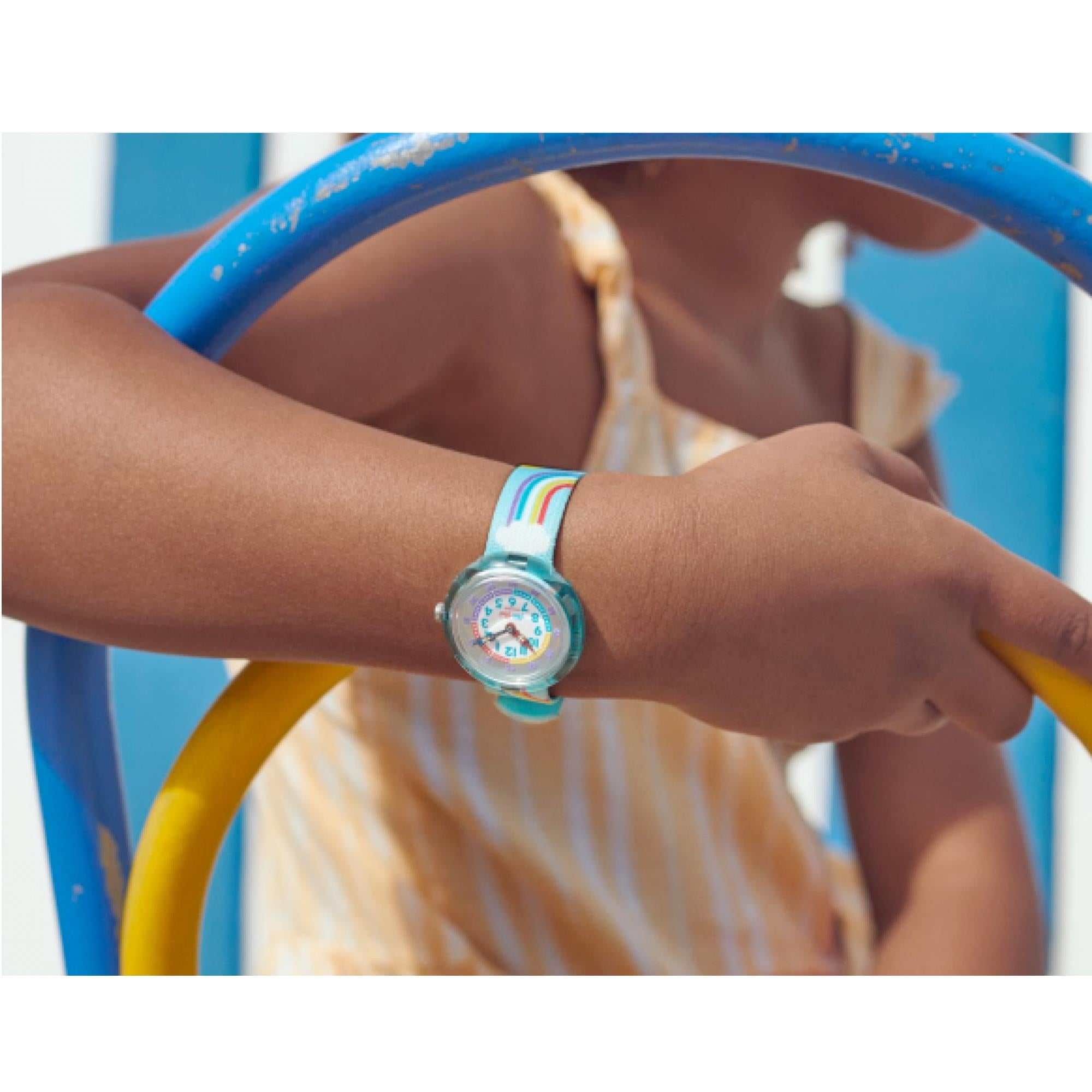 Flik Flak Rainbow Dreams Blue Rainbow Fabric Strap Kids Watch Watch FBNP194