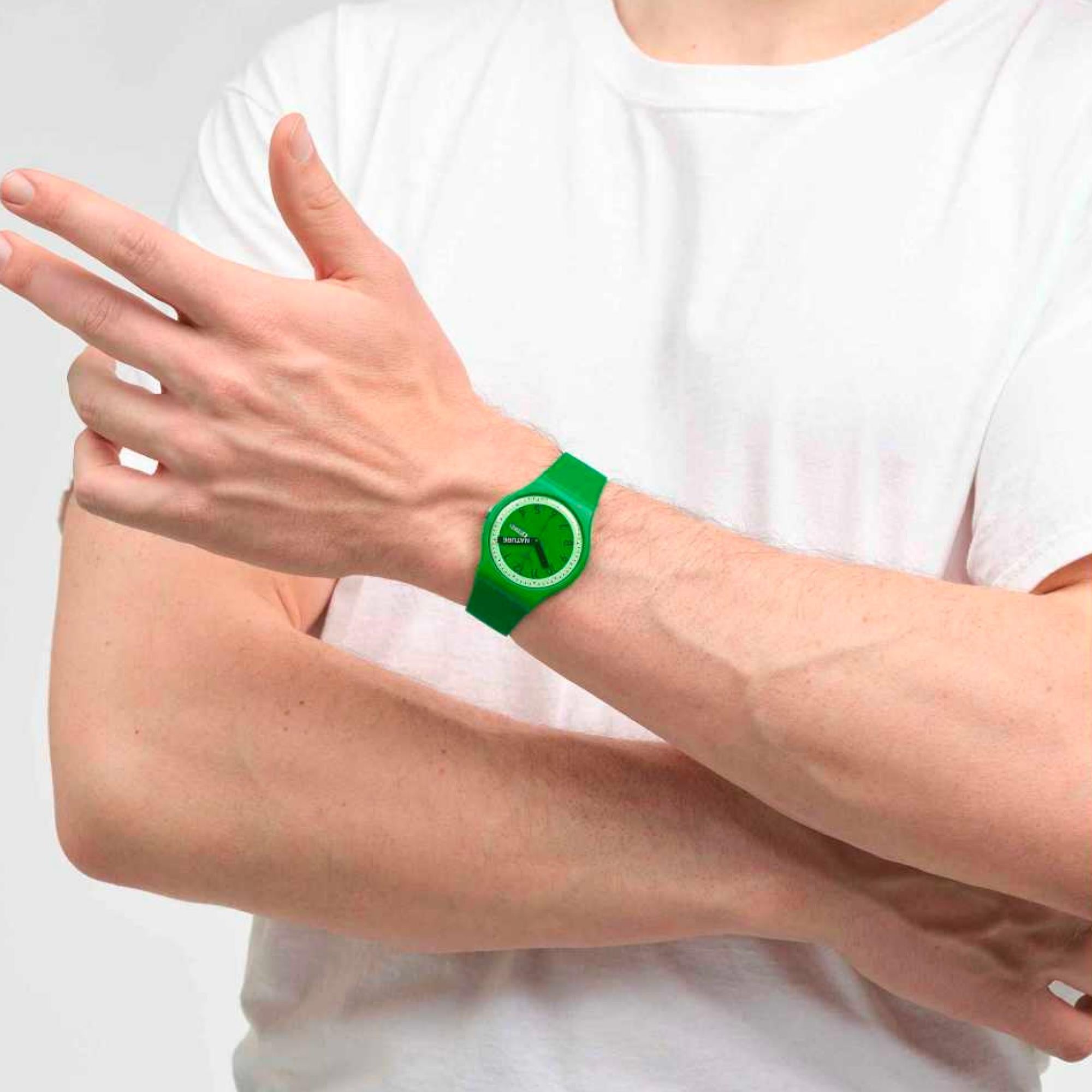Swatch Proudly Green "Nature" Green Quartz Watch SO29G704