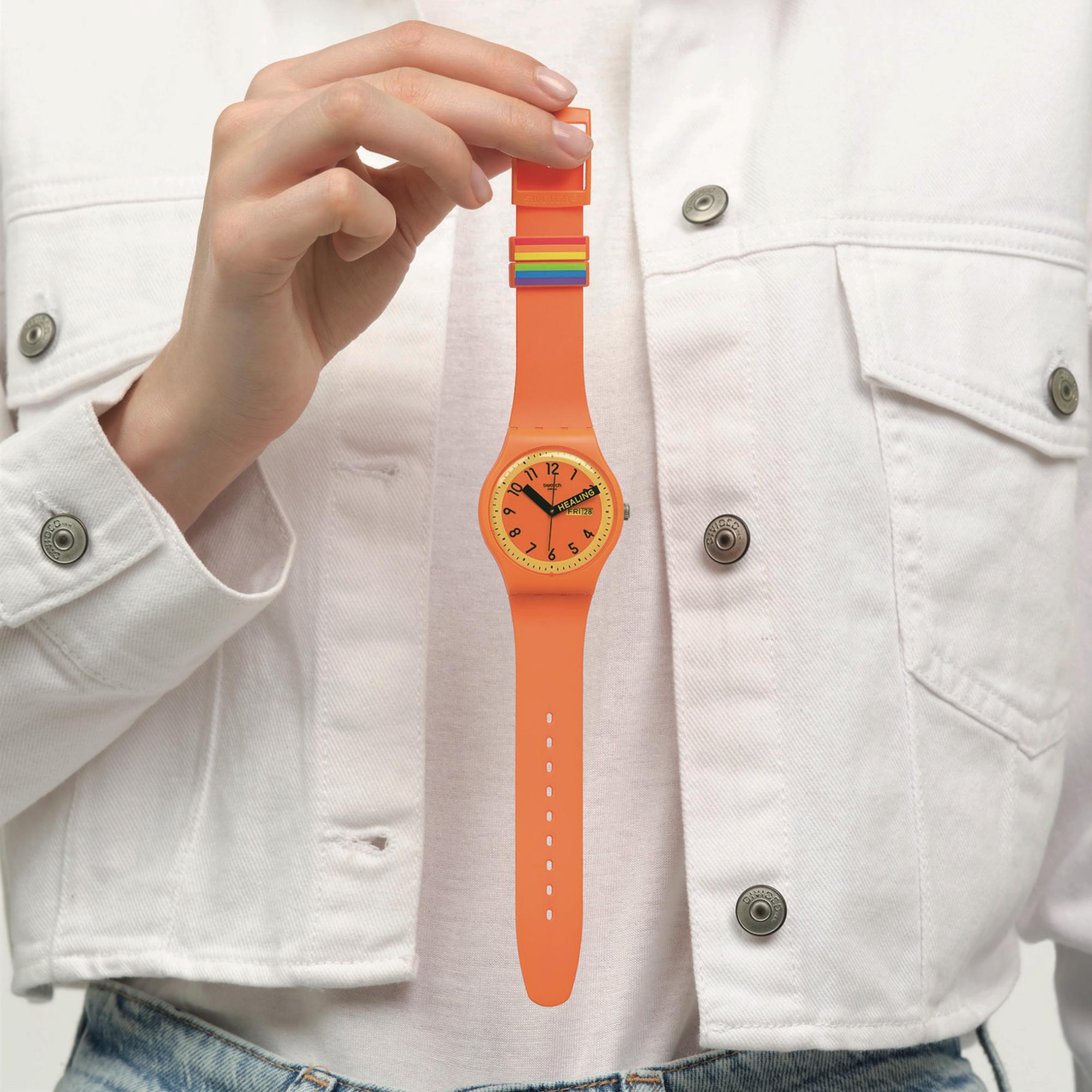 Swatch Pride 'Proudly Orange'  Quartz Orange Dial Watch SO29O700