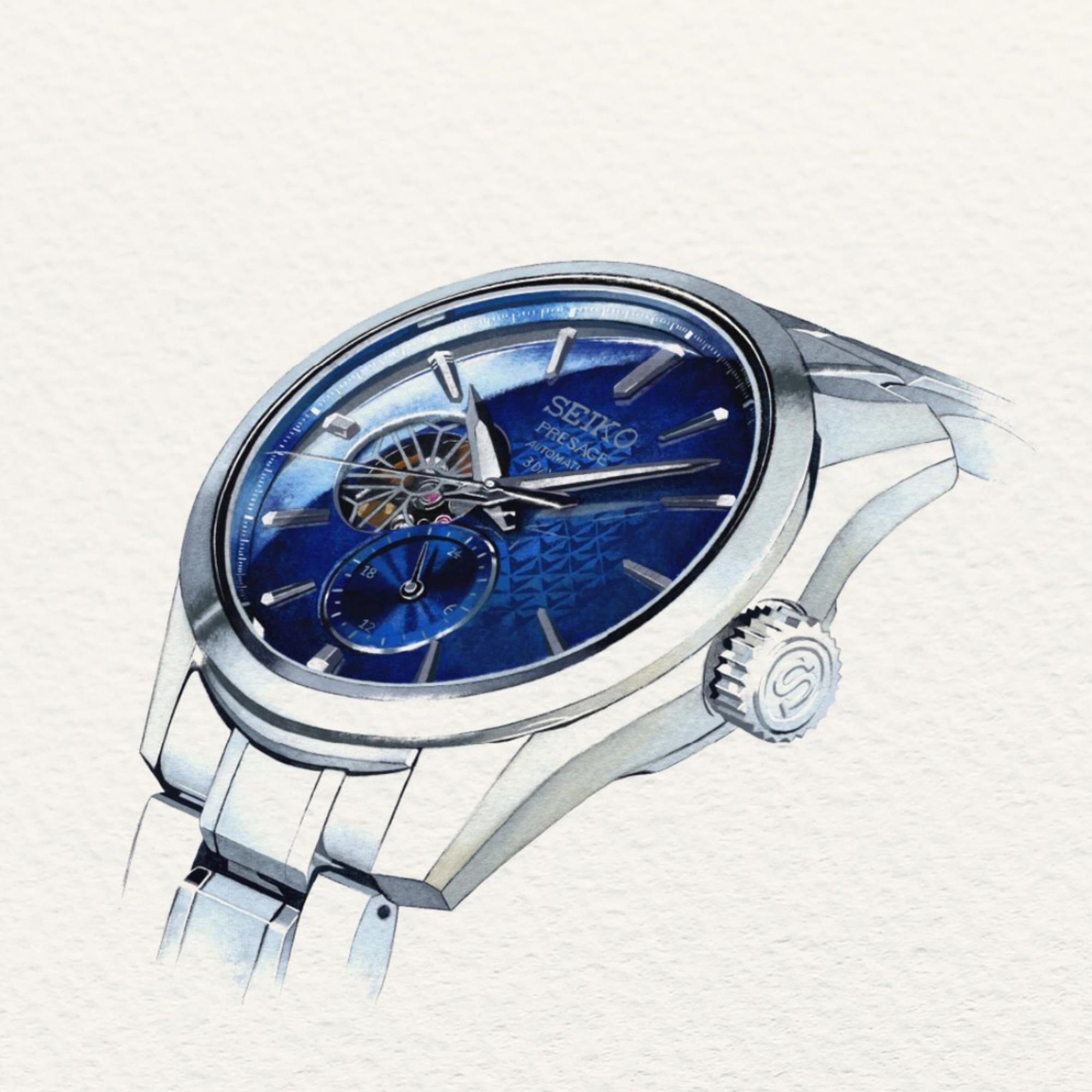 Seiko Presage ‘Ao’ Sharp-Edged Open Heart 3 Days Automatic Blue Dial Men's Watch SPB417J1