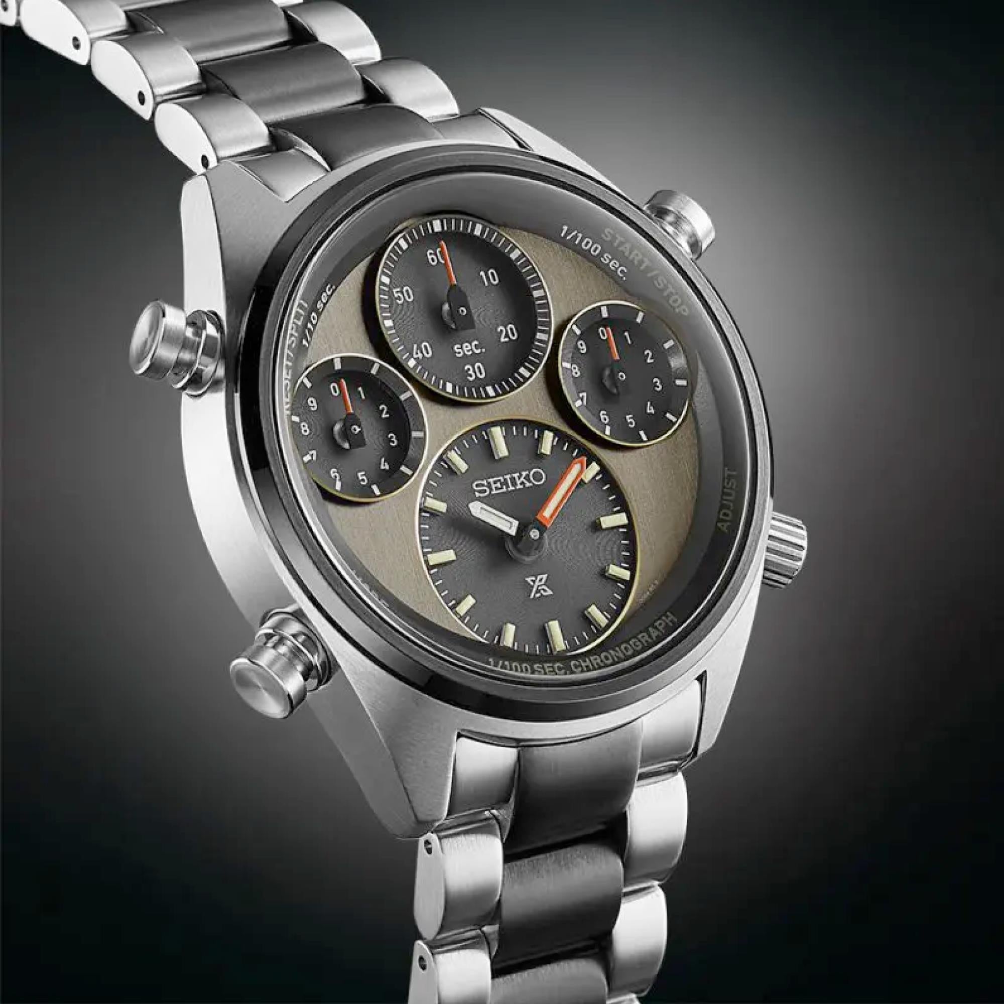 Seiko Prospex Speedtimer One-Hundredth of a Second Khaki Stripe Solar Chronograph 40th Anniversary Limited Edition Multicoloured Dial Men's Watch SFJ005P1