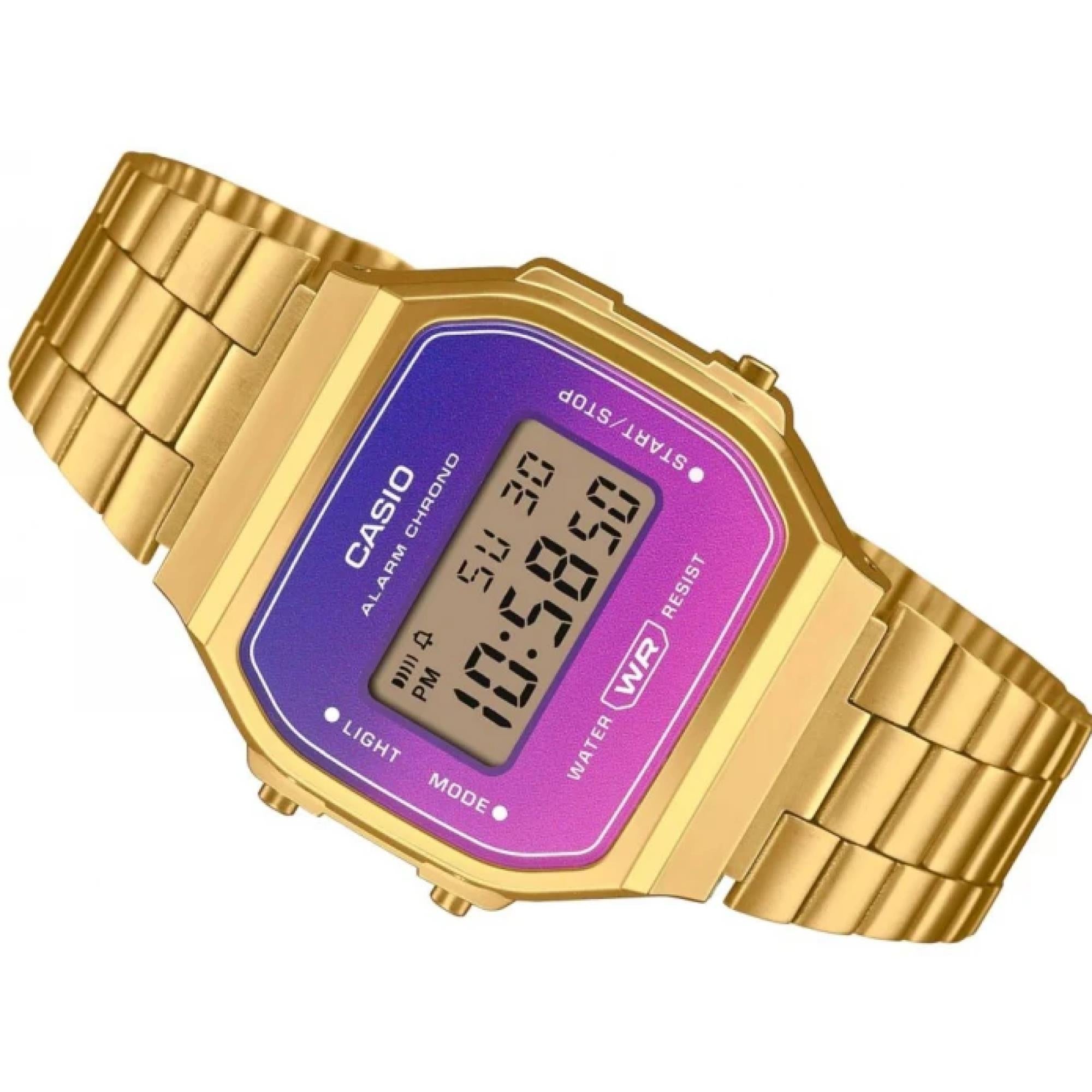 Casio Vintage Gold Plated Purple Dial Digital Watch A168WERG-2AEF