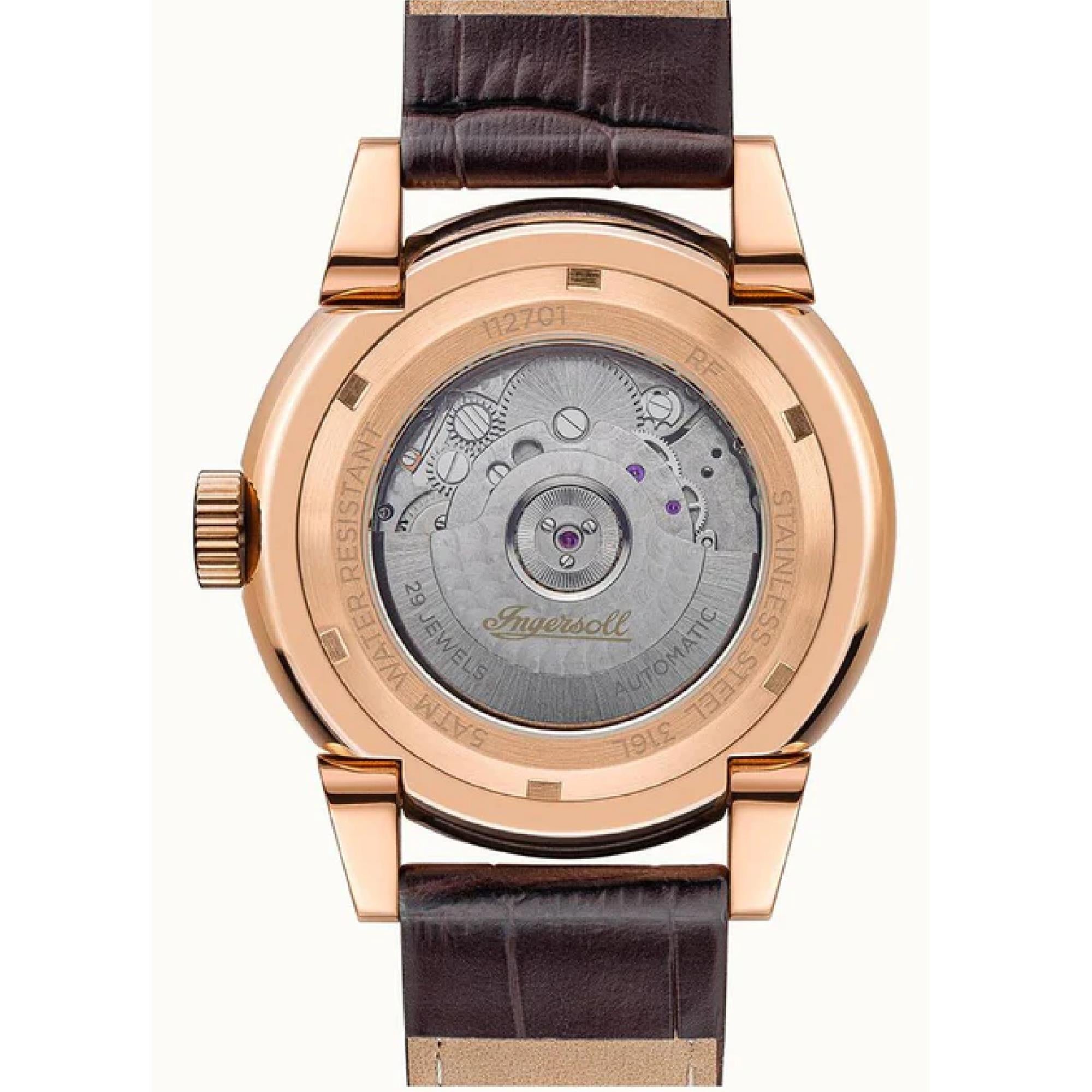 Ingersoll The Swing 1892 Gents Automatic Watch Grey Sunray Dial Brown Leather Strap I12701
