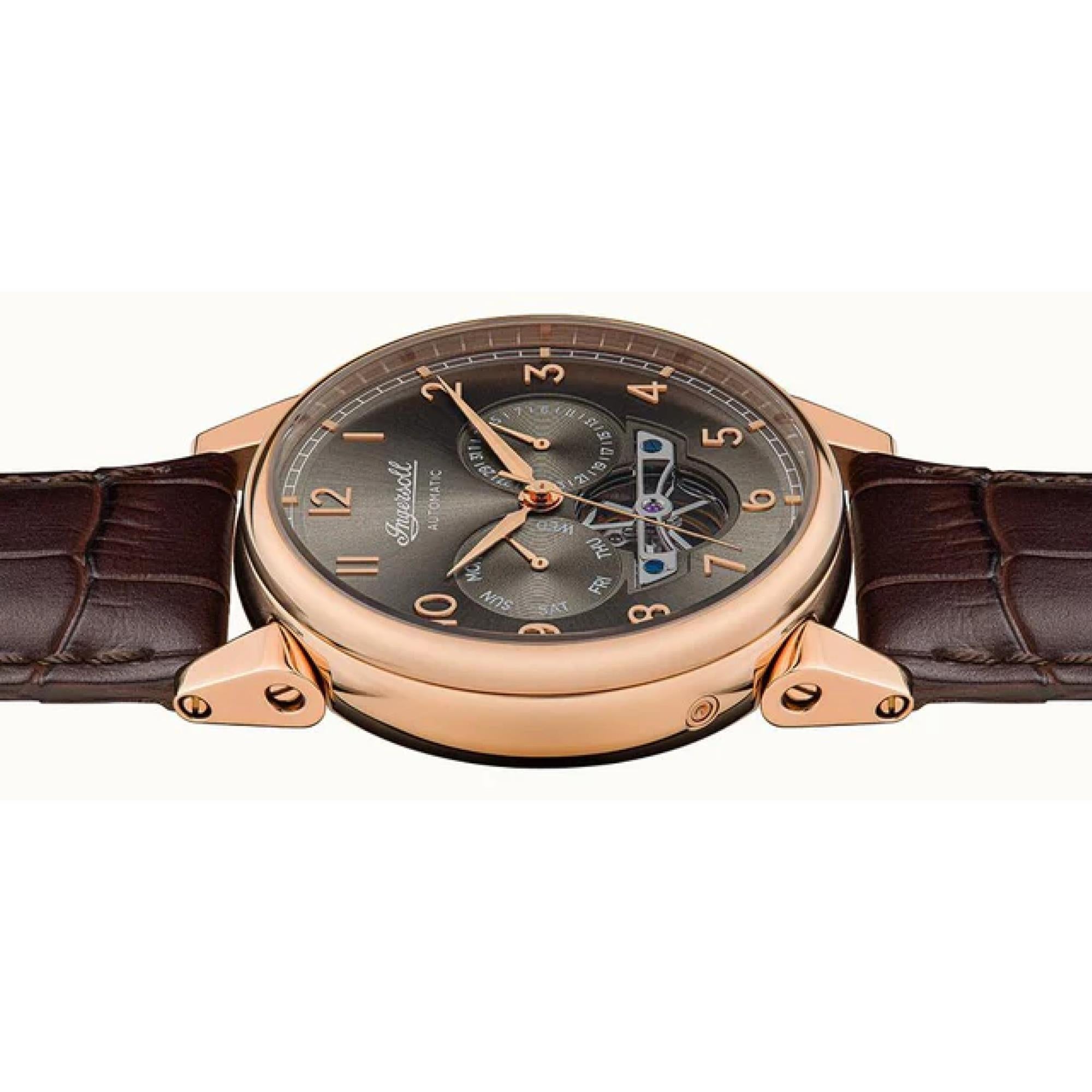 Ingersoll The Swing 1892 Gents Automatic Watch Grey Sunray Dial Brown Leather Strap I12701