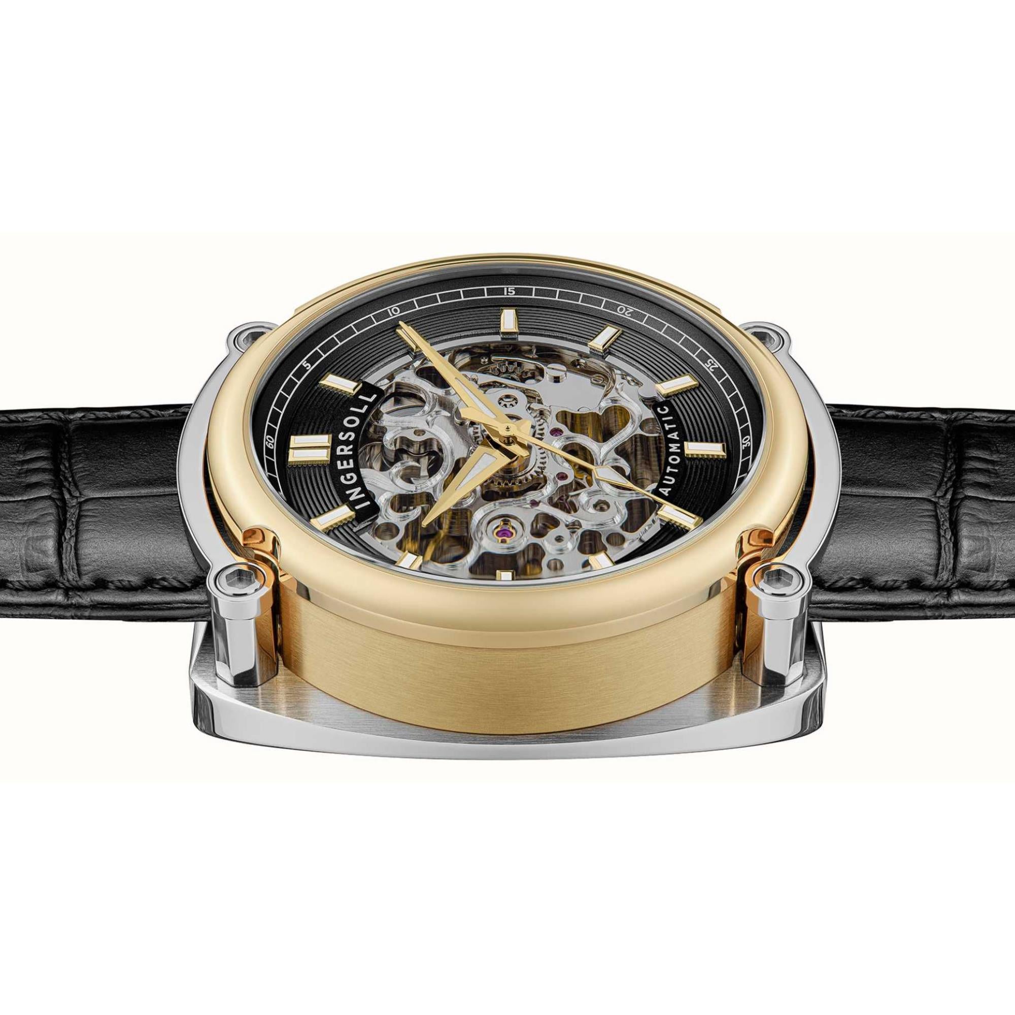 Ingersoll The Michigan 1892 Automatic Black Dial Black Leather Strap Men's Watch I13301