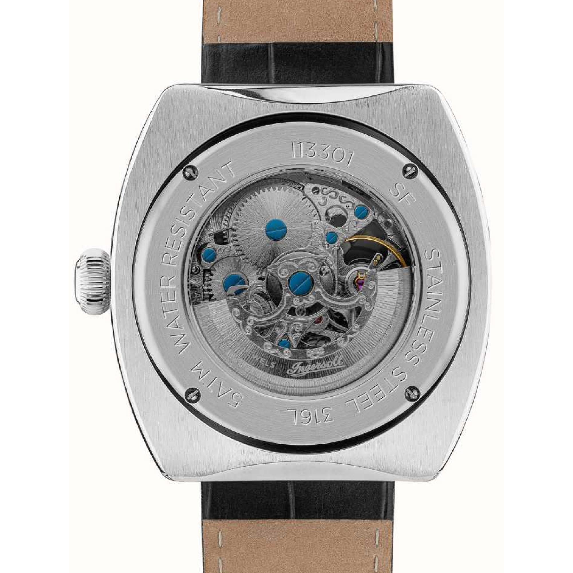 Ingersoll The Michigan 1892 Automatic Black Dial Black Leather Strap Men's Watch I13301