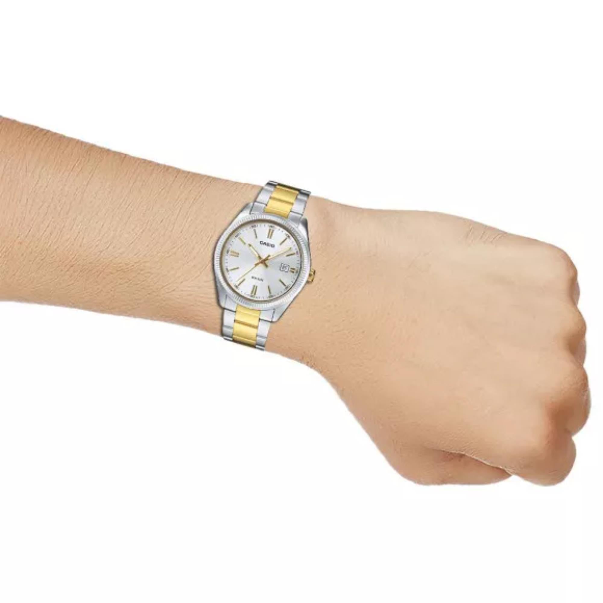 Casio Quartz Silver Dial Two-Tone Stainless Steel Bracelet Unisex Watch MTP-1302PSG-7AVEF