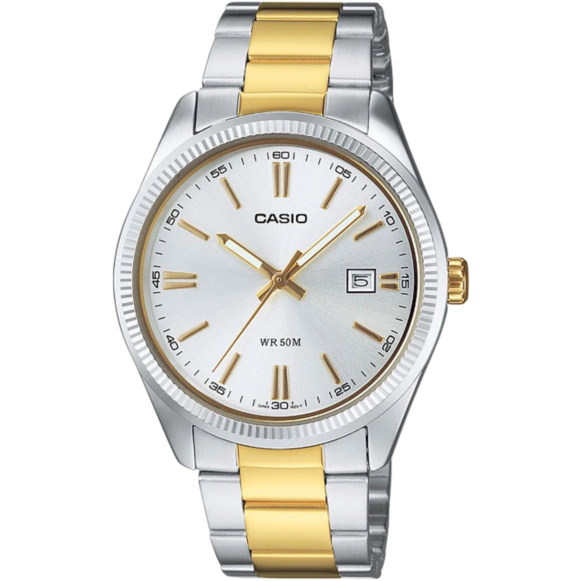 Casio Quartz Silver Dial Two-Tone Stainless Steel Bracelet Unisex Watch MTP-1302PSG-7AVEF