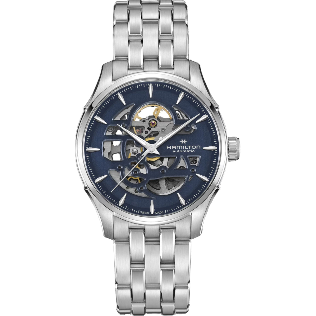 Hamilton Jazzmaster Skeleton Automatic Blue Dial Steel Strap Men's Watch H42535141