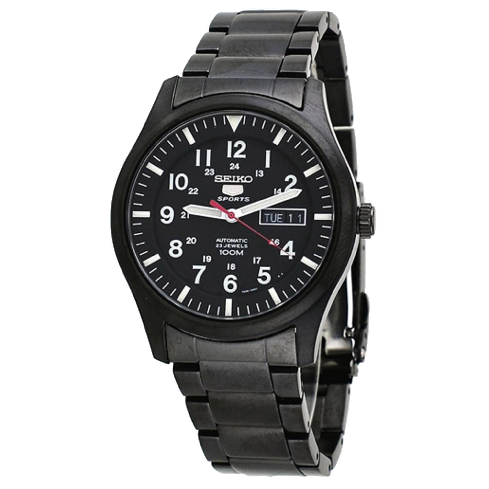 Seiko 5 Sports Automatic Black Dial Steel Bracelet Men's Watch SNZG17K1