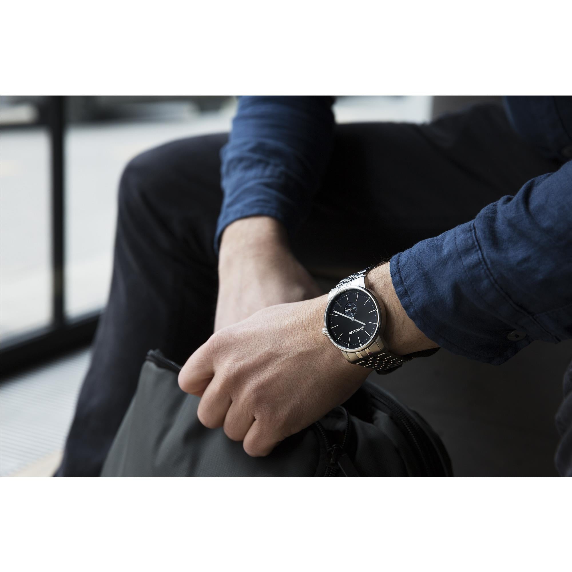 Wenger Urban Classic Quartz Black Dial Black Stainless Steel Bracelet Men's Watch 01.1741.105